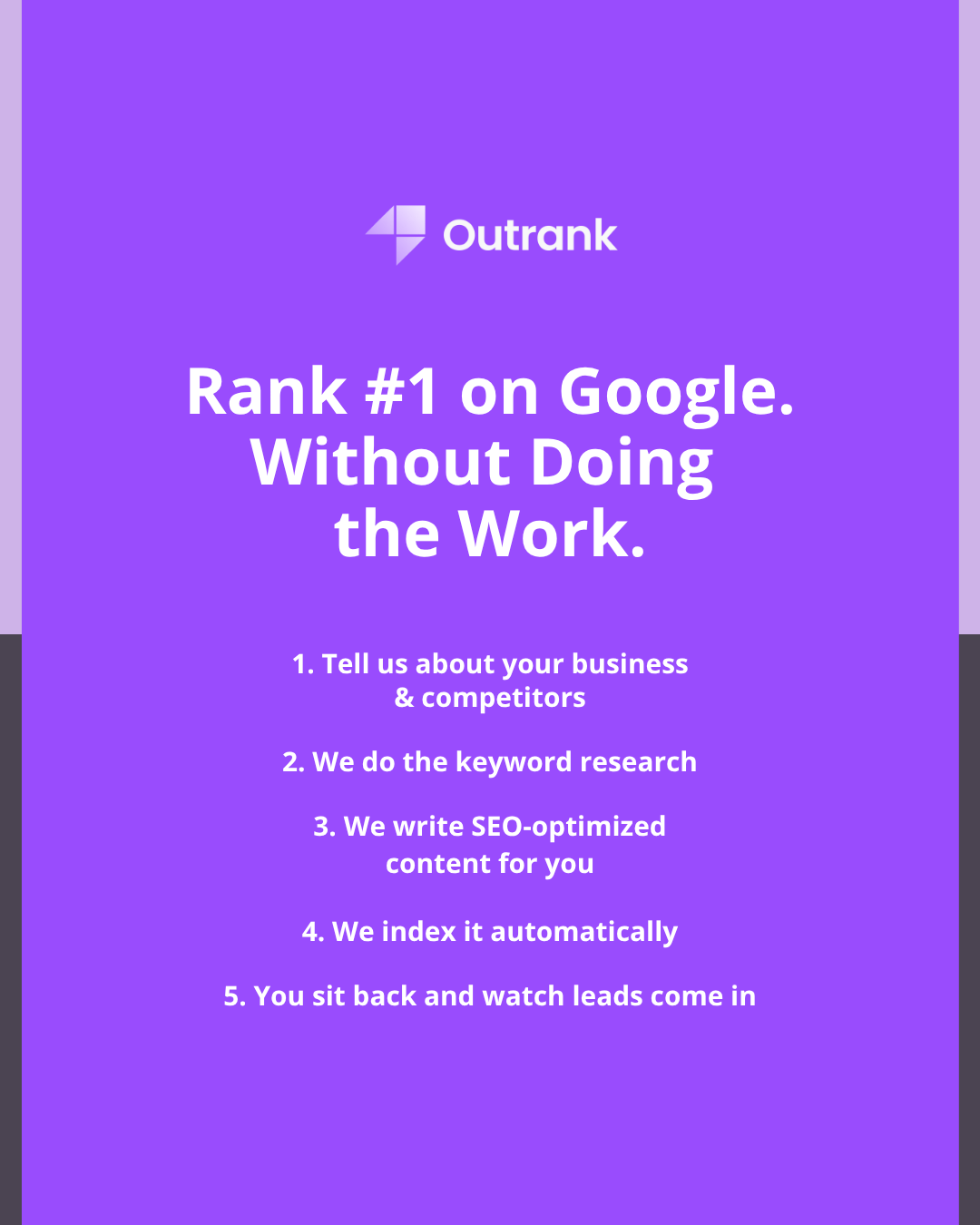 Outrank.so Facebook ad: Auto-Pilot SEO Success