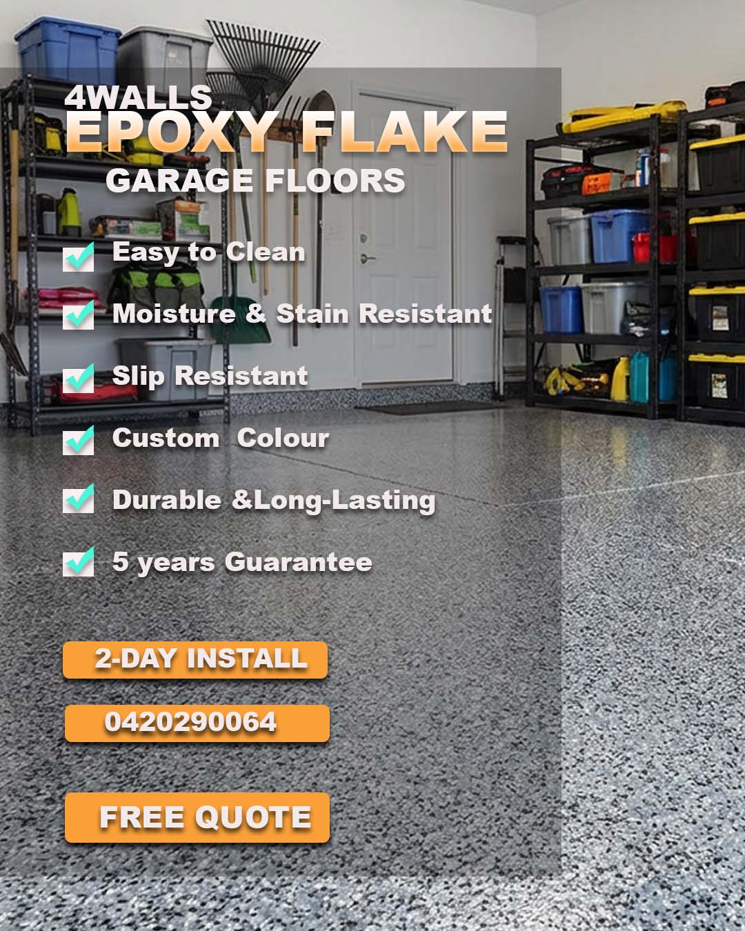4walls Epoxy Flooring Facebook ad: Book Your Free Epoxy Estimate