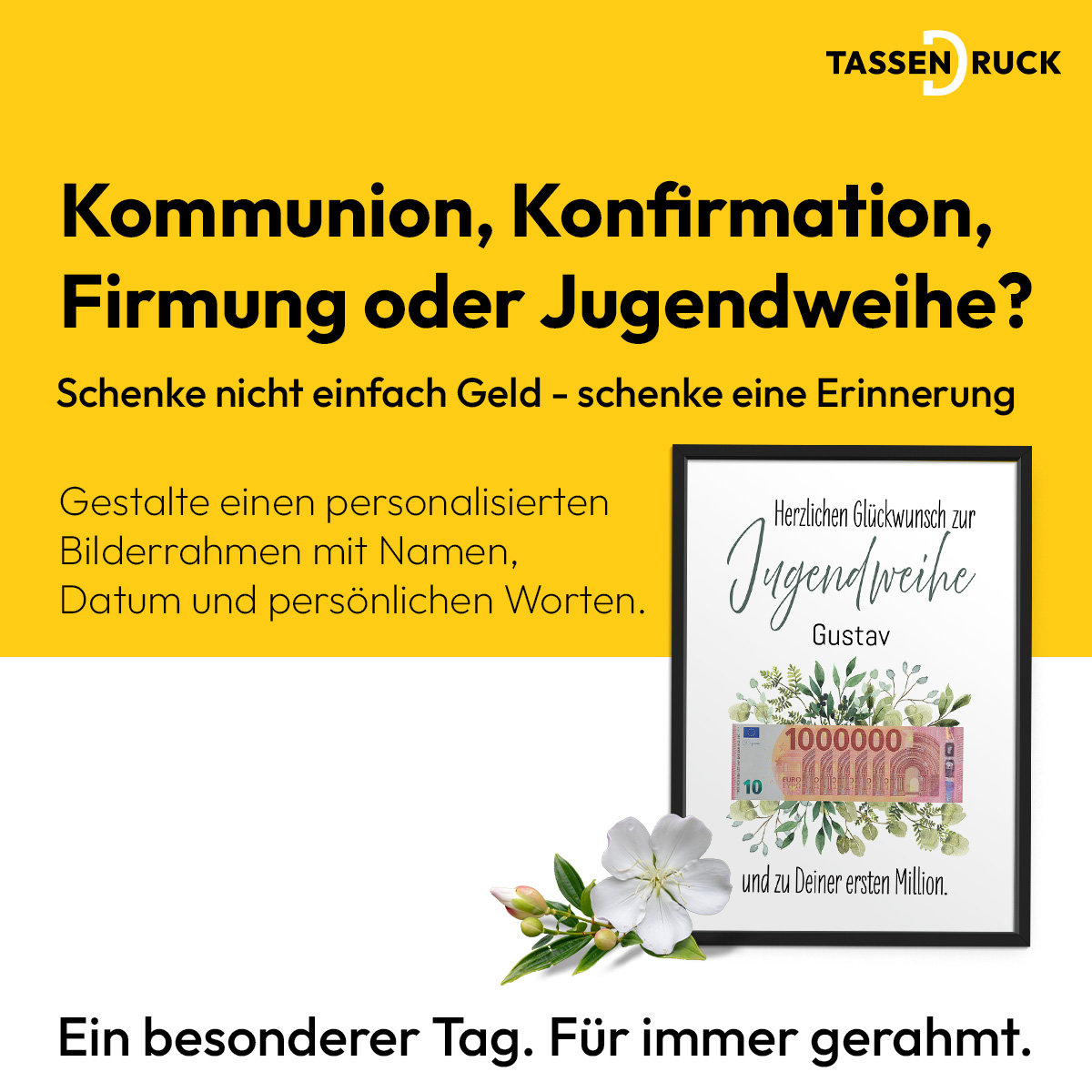 tassendruck.de Facebook ad: Ein Stück Erinnerung verschenken!