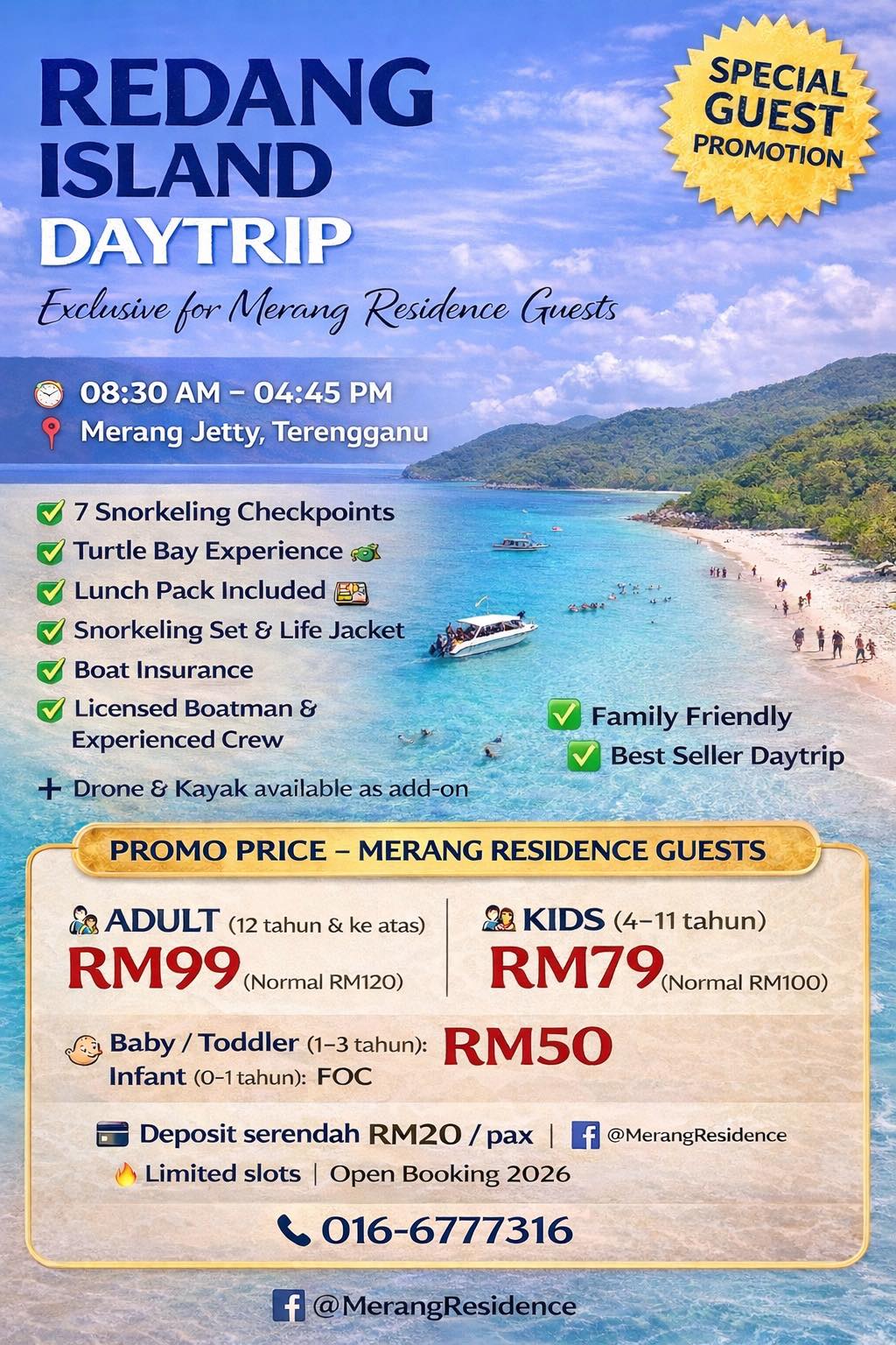 Merang Residence Facebook ad: Redang Island tapi tak perlu bermalam?