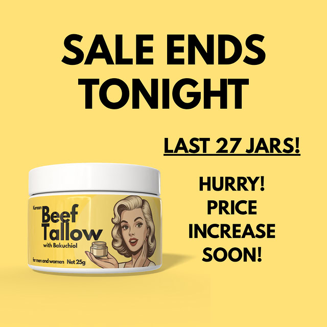 Golden Beef Tallow Facebook ad: Attractive Skin in 2 weeks or Your Money Back!