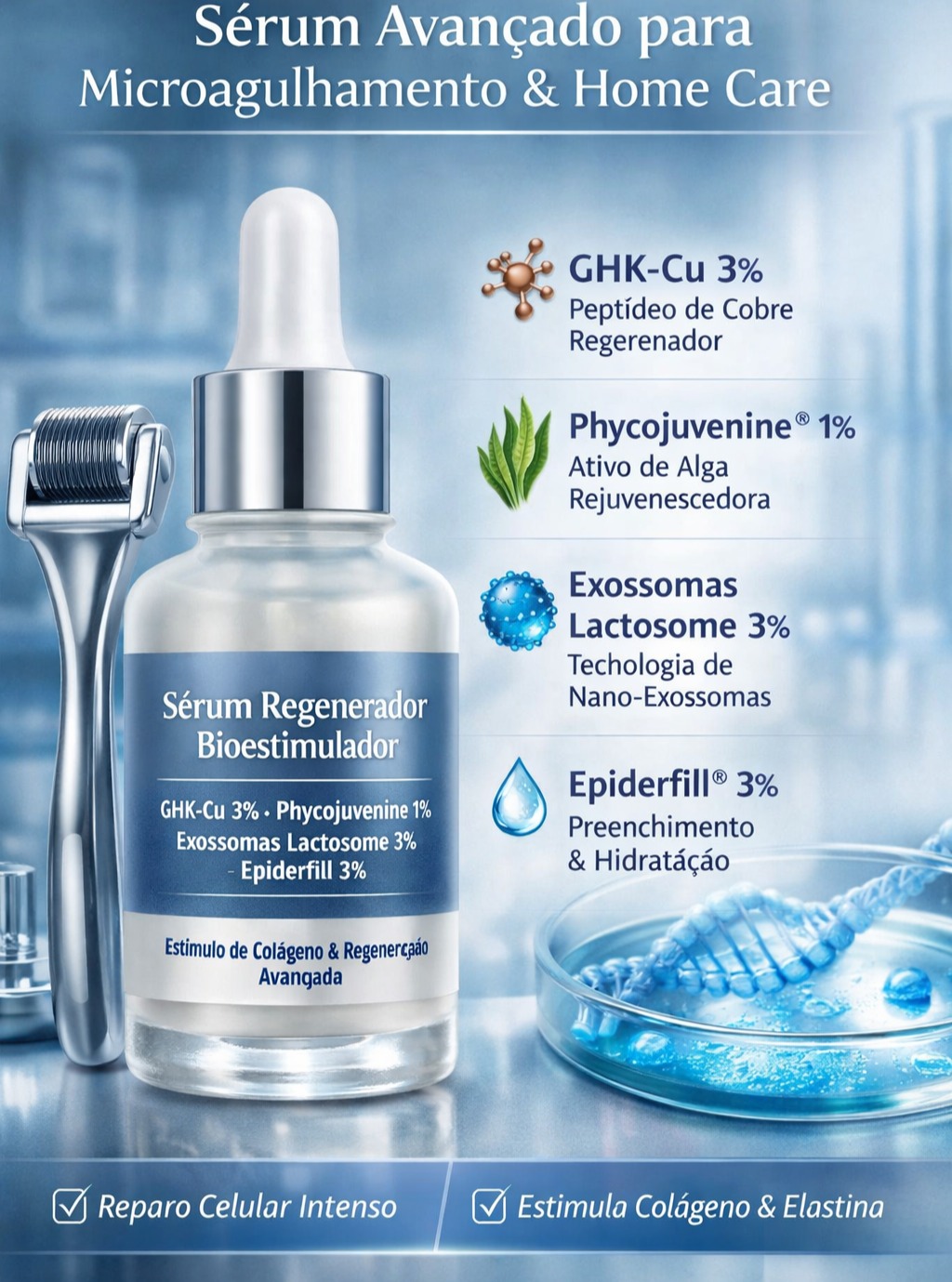 Farmácia Botânica Facebook ad: Sérum Regenerador Bioestimulador GHK-Cu 3% + Phycojuvenine…