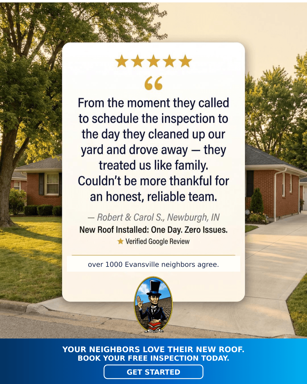 Honest Abe Roofing Evansville Facebook ad