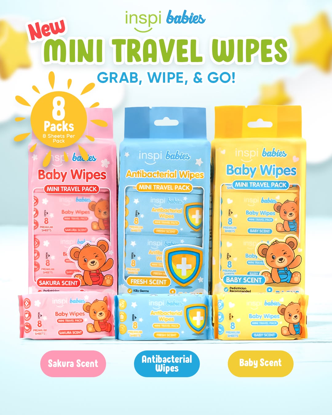 INSPI Babies Facebook ad: Just grab, wipe, and go!
