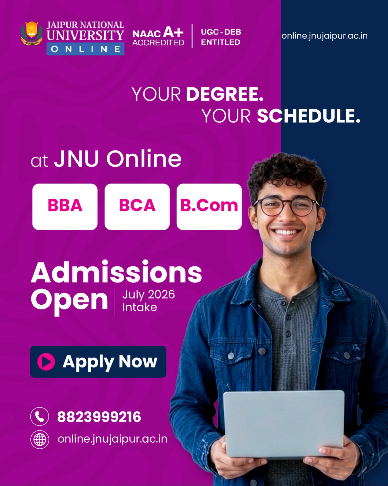 Jaipur National University - Online Facebook ad: Admissions Open for July 2026 Intake