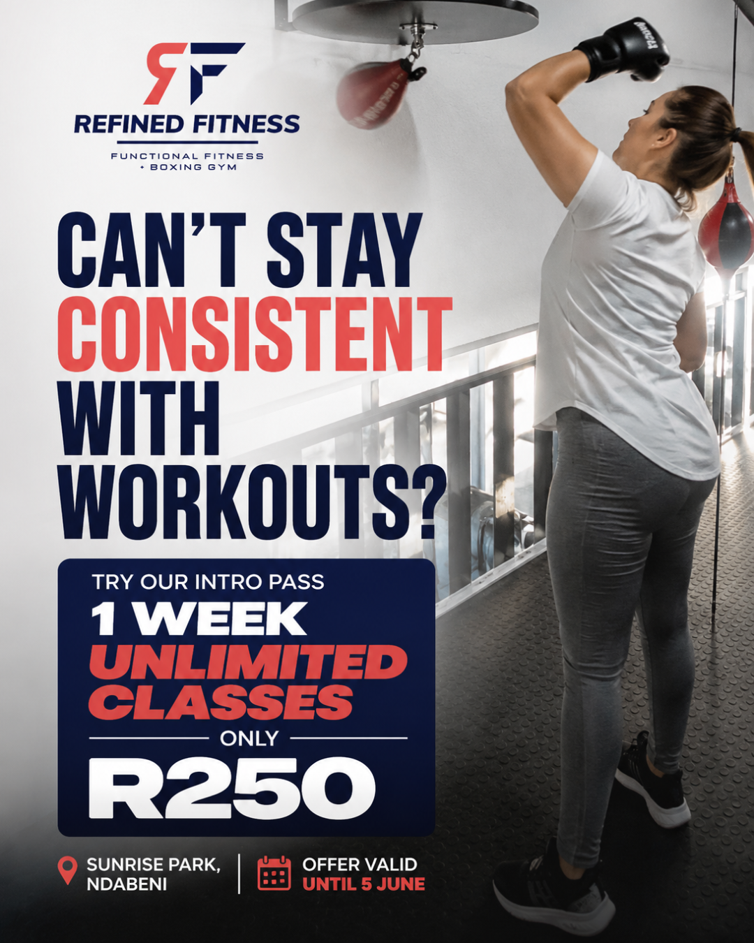 Refined Fitness Facebook ad: Come join Refined Fitness today!