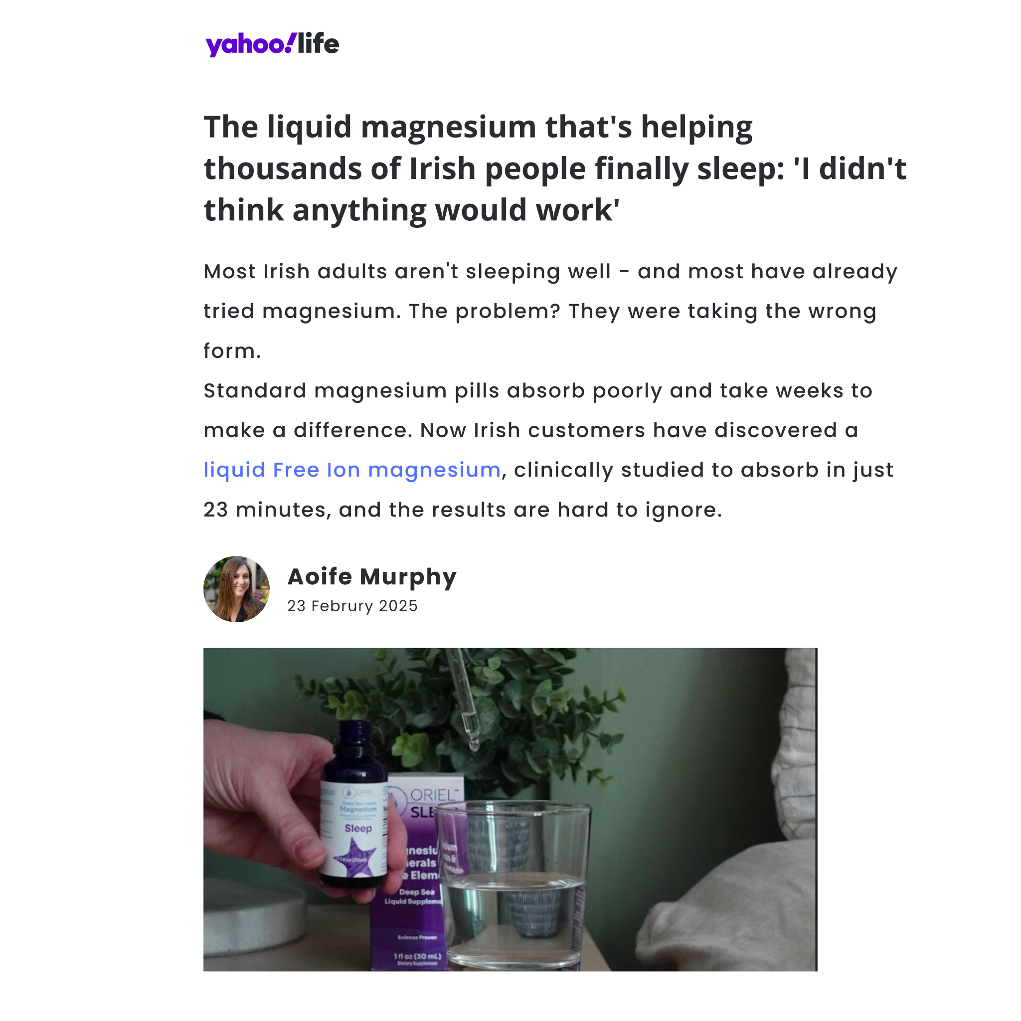 Oriel Magnesium Store Facebook ad