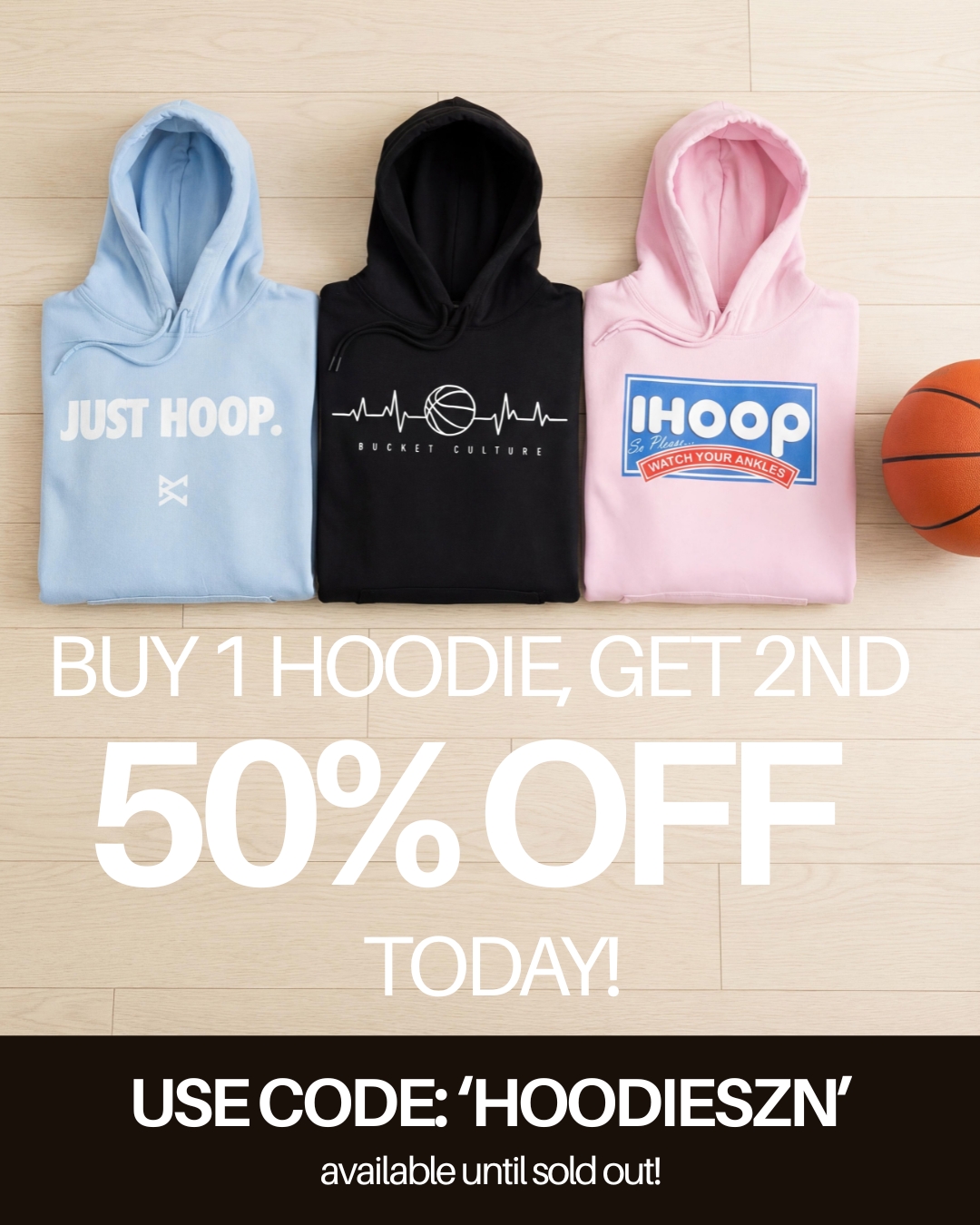 Bucket Culture Facebook ad: BOGO 50% OFF!