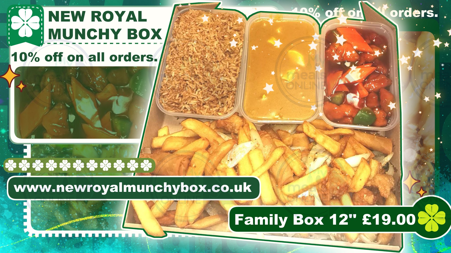 New Royal Munchy Box Chinese Takeaway Facebook ad: 10% off on all orders.
