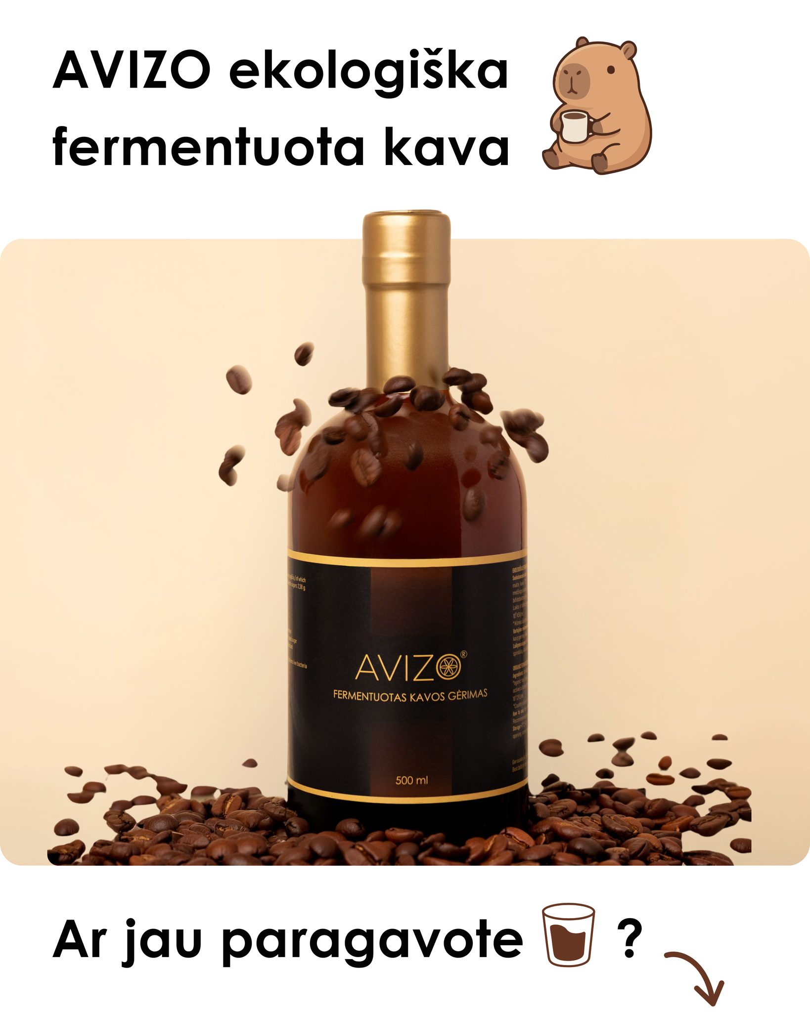AVIZO Probiotics Facebook ad: Ekologiškas Fermentuotas Kavos Gėrimas - 500 Ml…