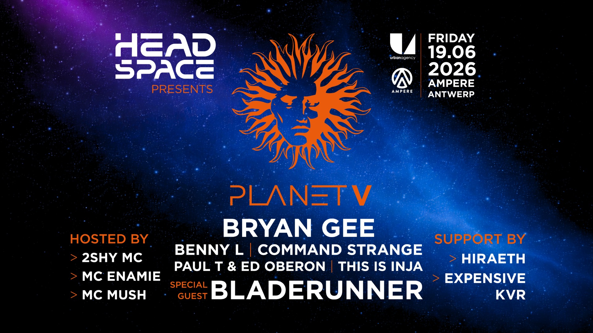 Ampere Facebook ad: Headspace presents Planet V: Bryan Gee, Bladerunner, Benny…