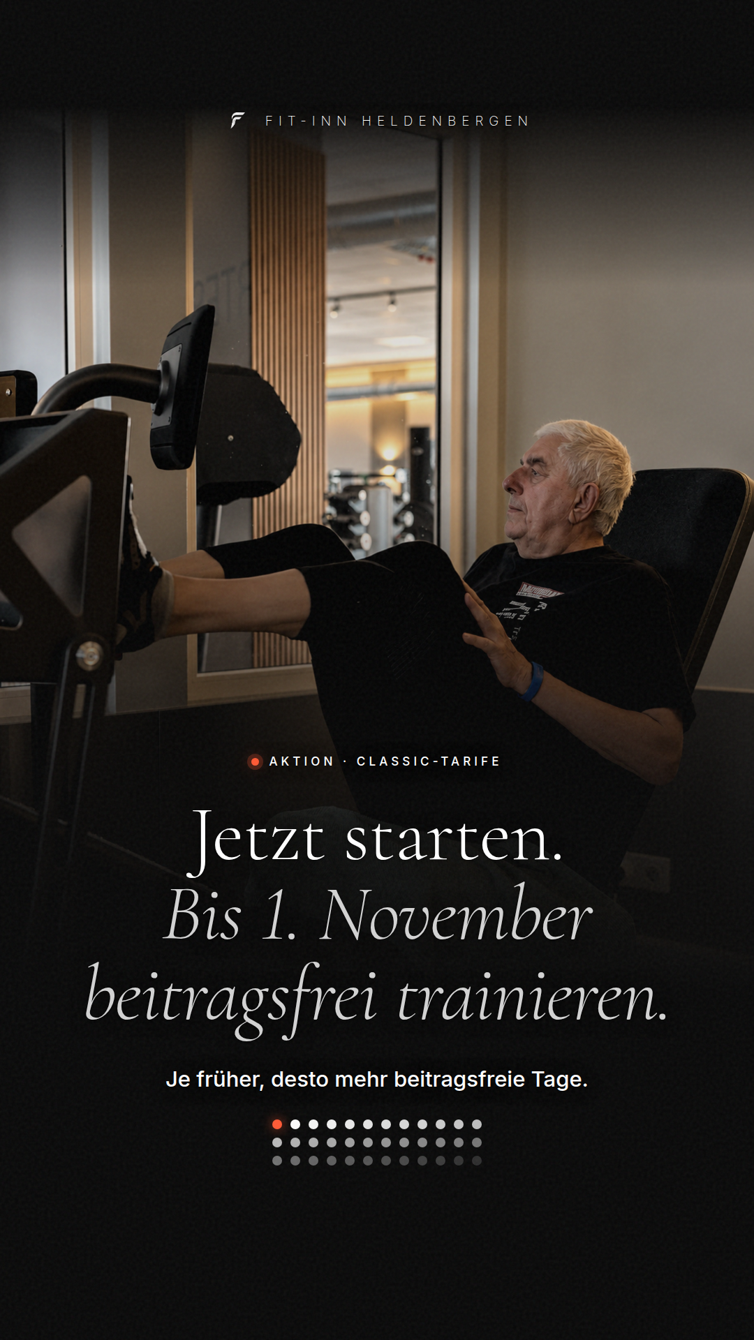 Fit-Inn Heldenbergen Facebook ad: Bis 1. November beitragsfrei trainieren