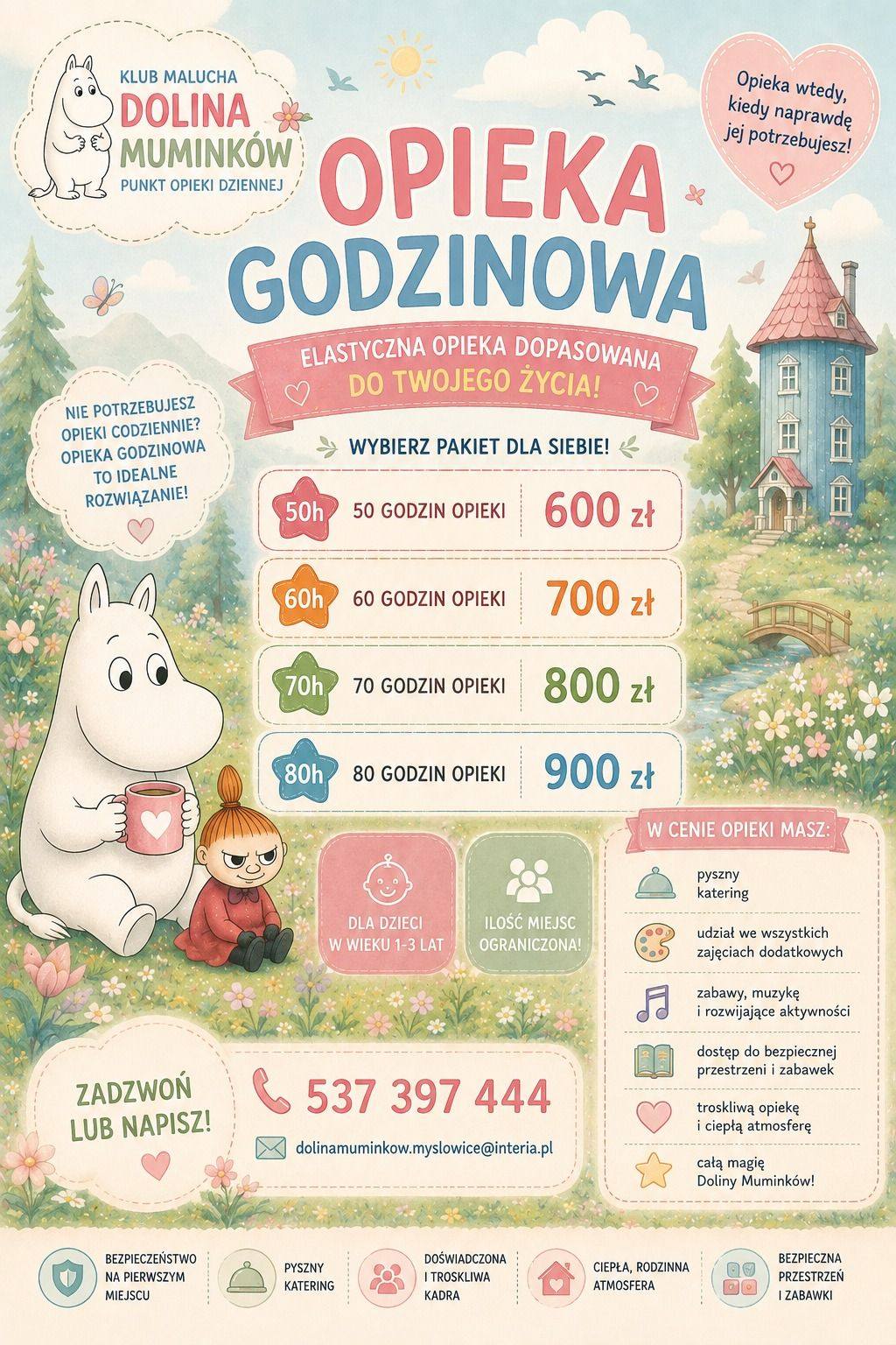 Klub Malucha Dolina Muminków Facebook ad: Opieka godzinowa