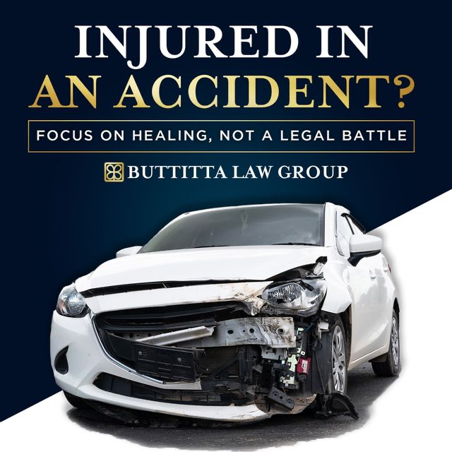 Buttitta Law Group Facebook ad: Injured in a car accident? Chat in Messenger
