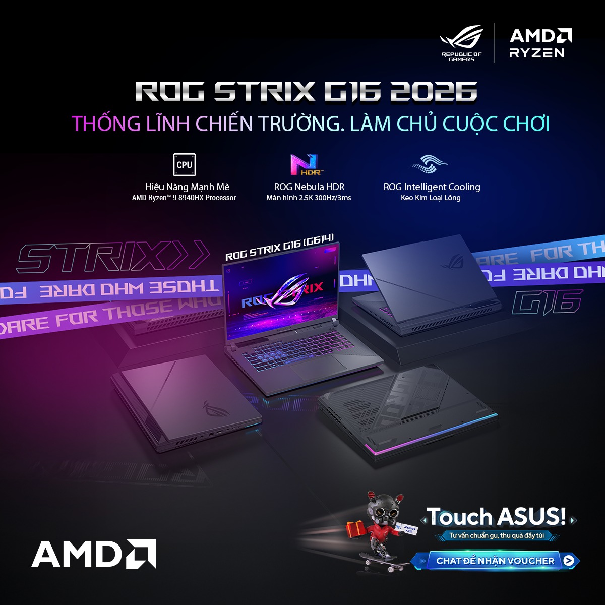 ASUS Republic of Gamers Facebook ad: Bạn đang tìm 1 mẫu laptop gaming thuần…