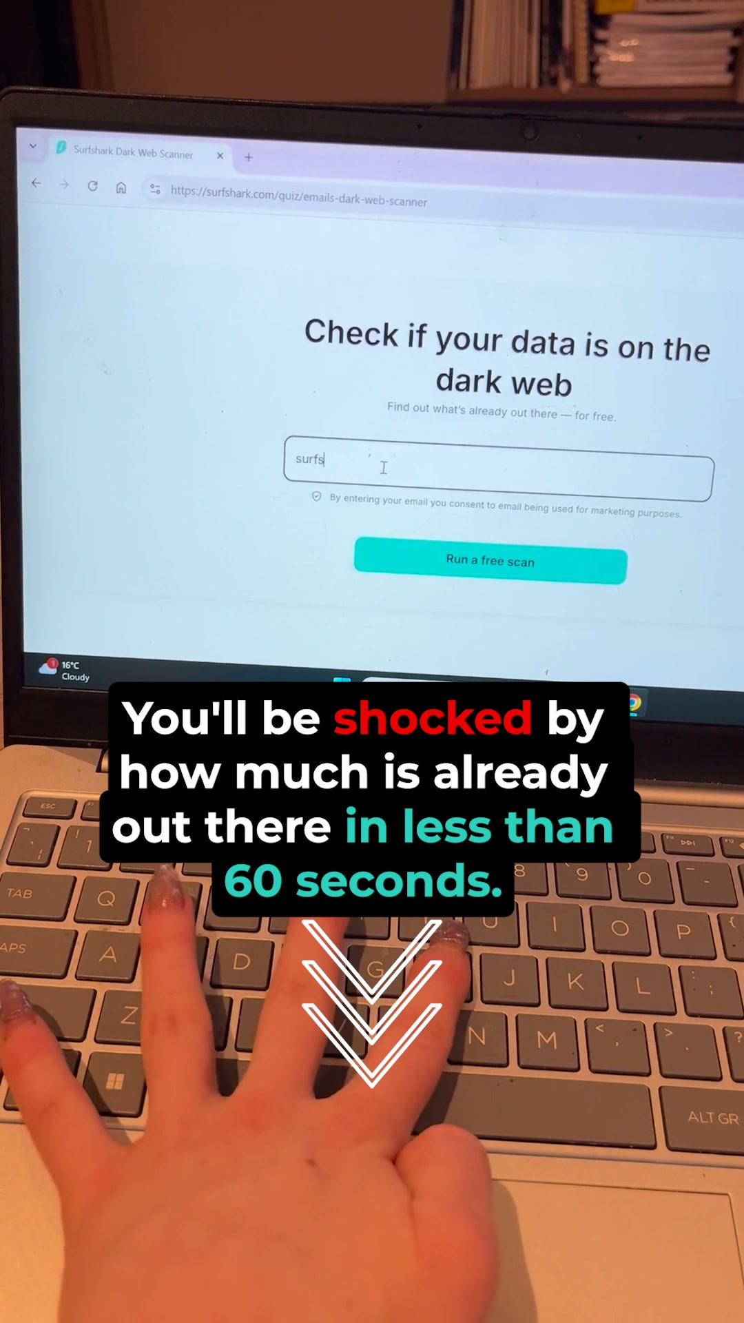 Surfshark Facebook ad: Try free data leak check