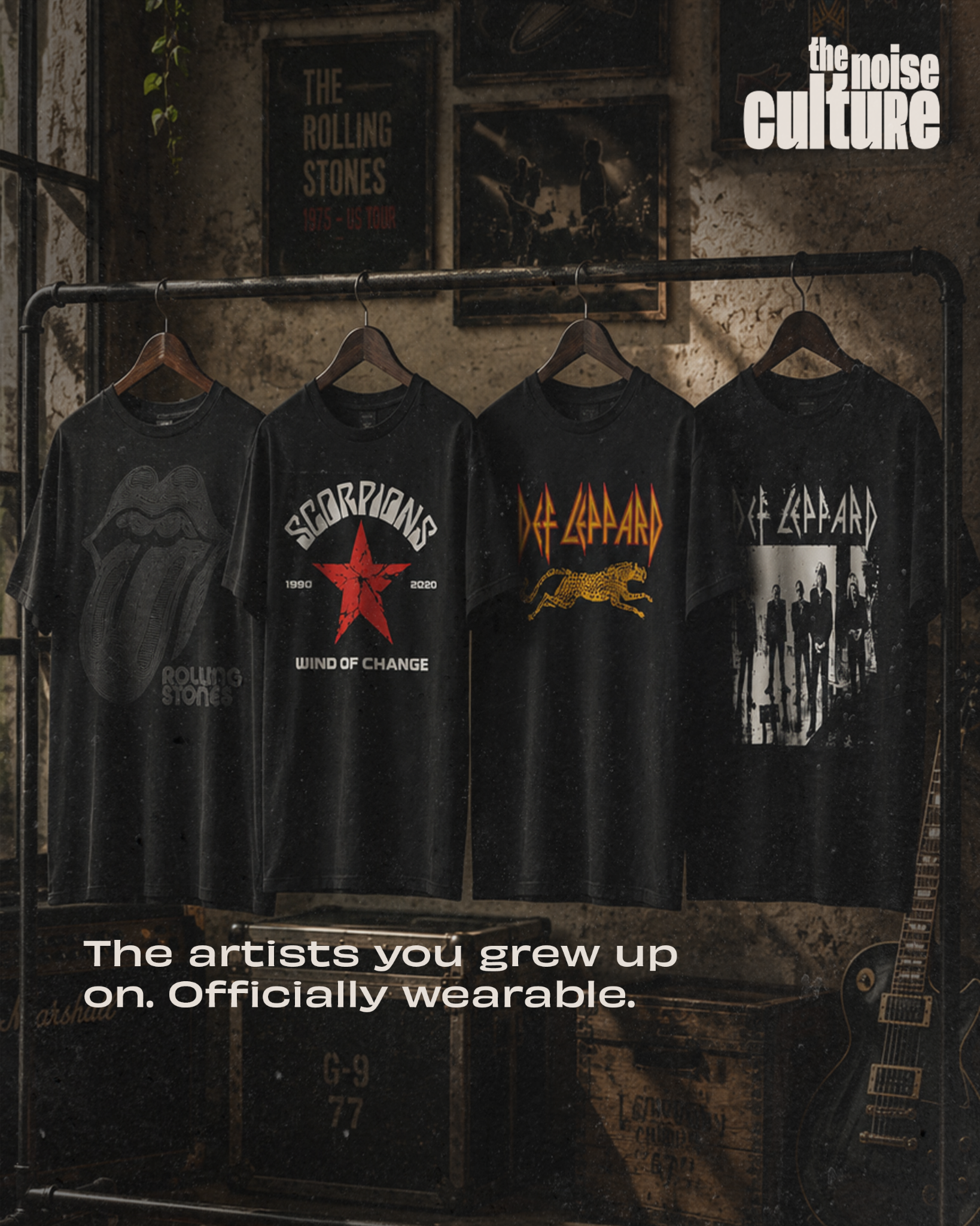 The Noise Culture Facebook ad: Rock legends. Vintage graphics.