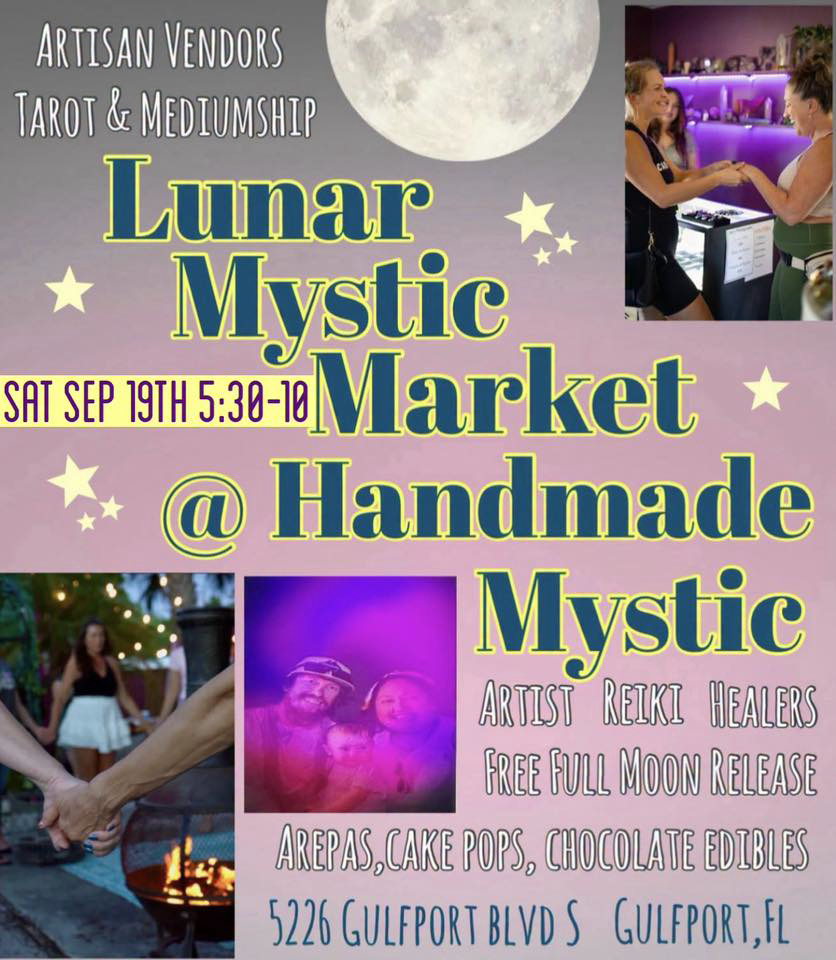 Handmade Mystic Healing Crystals and Jewelry Facebook ad: Lunar Mystic Market & Moon Ritual
