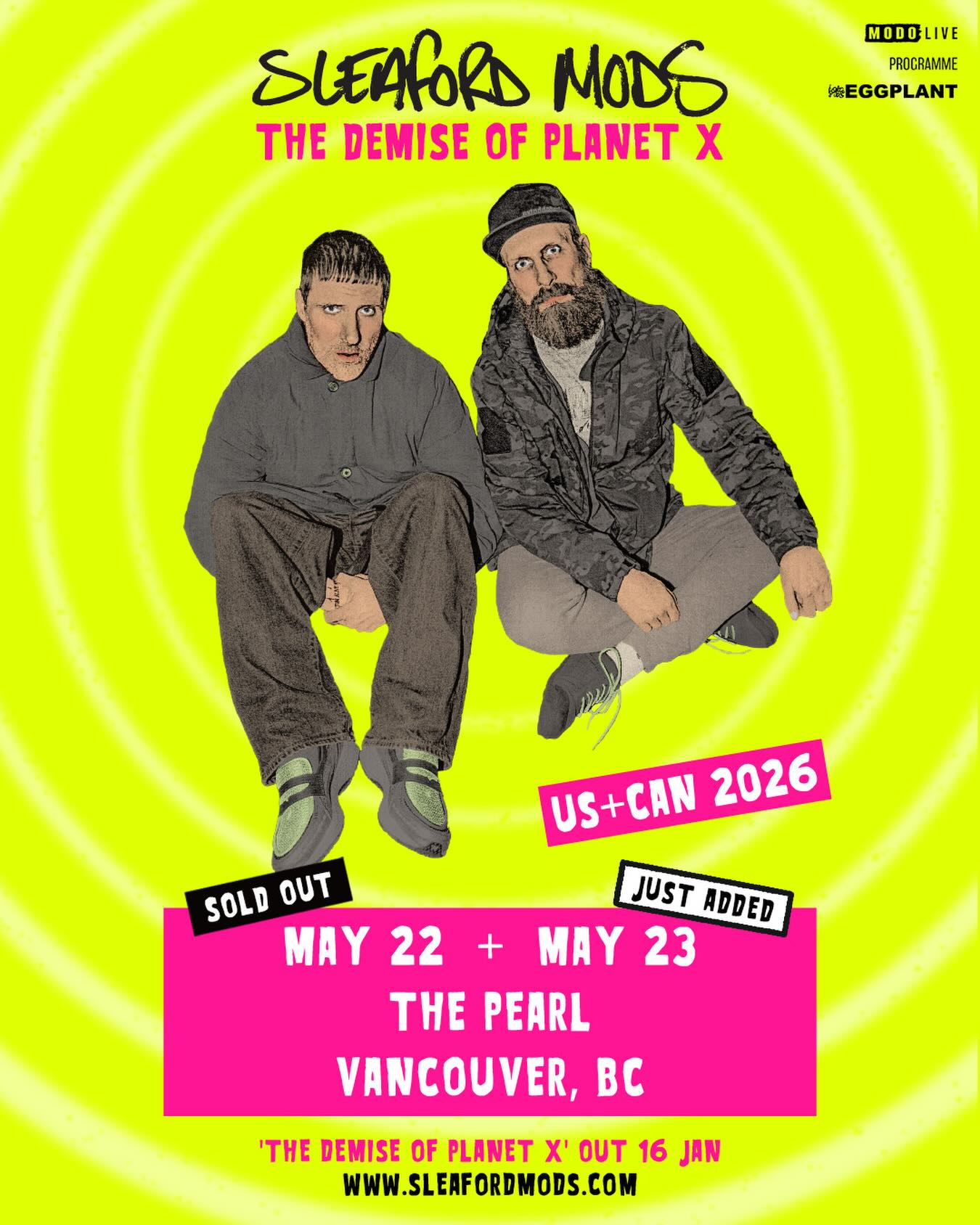 The Pearl on Granville Facebook ad: Tickets for Sleaford Mods with Special Guests