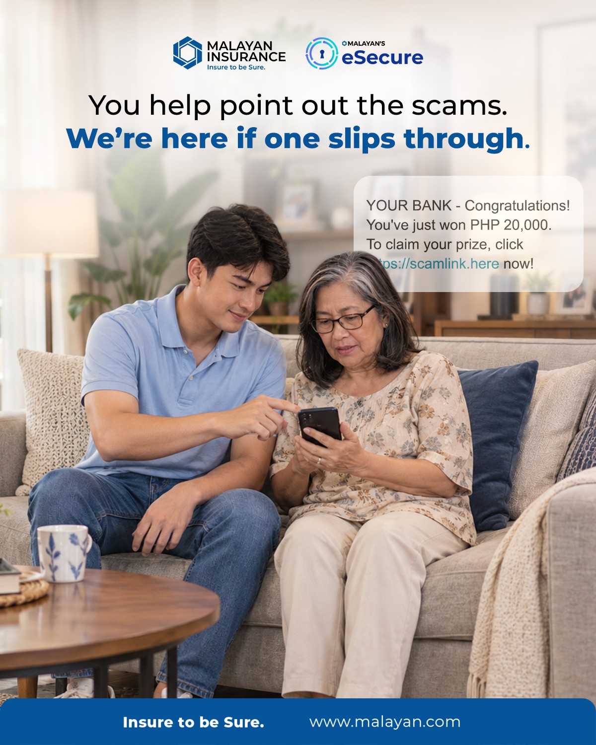Malayan Insurance (Philippines) Facebook ad: Even after teaching Lola how to spot scams…