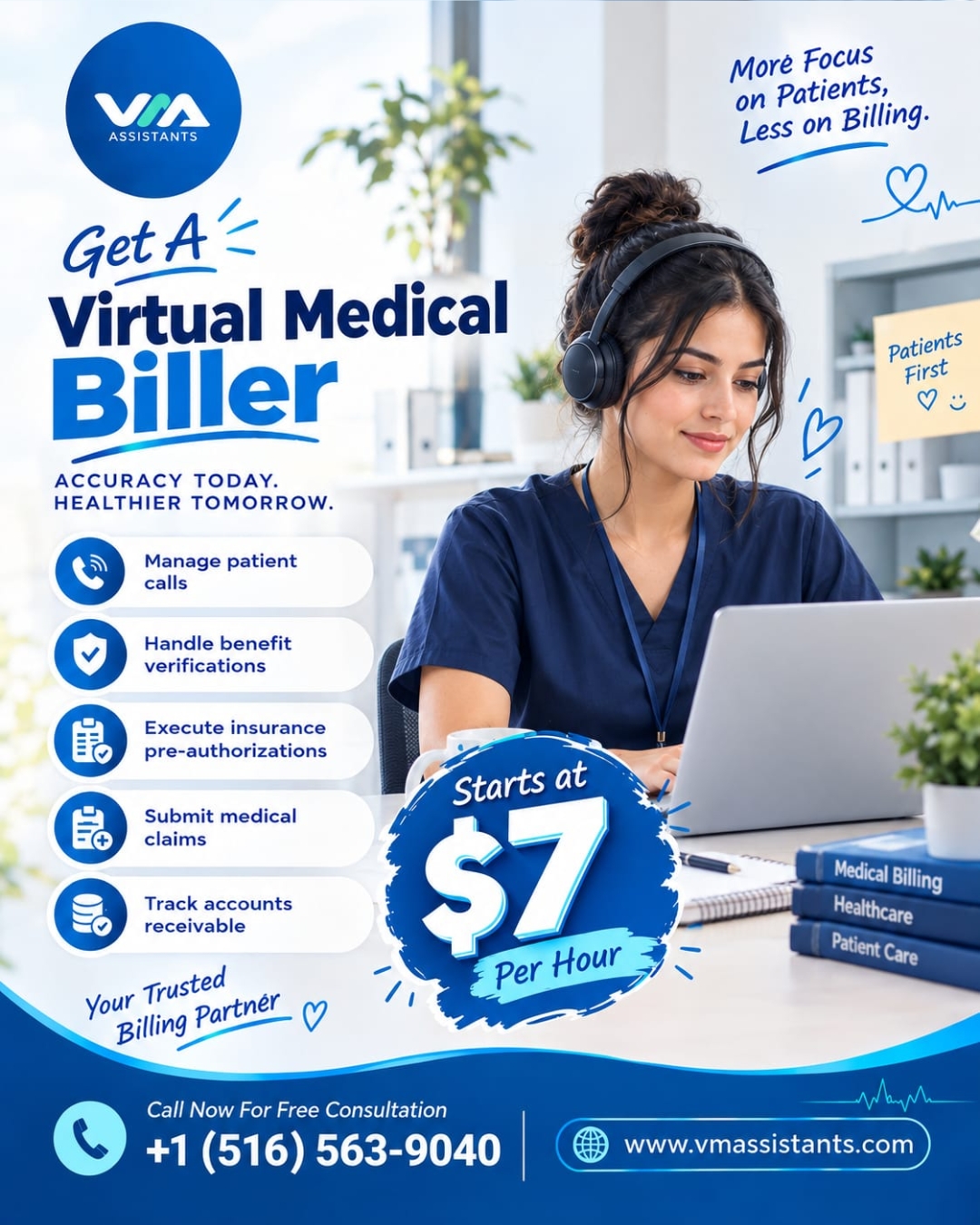 VMA Solutions Facebook ad: Get Expert VA's at Just $7/hr