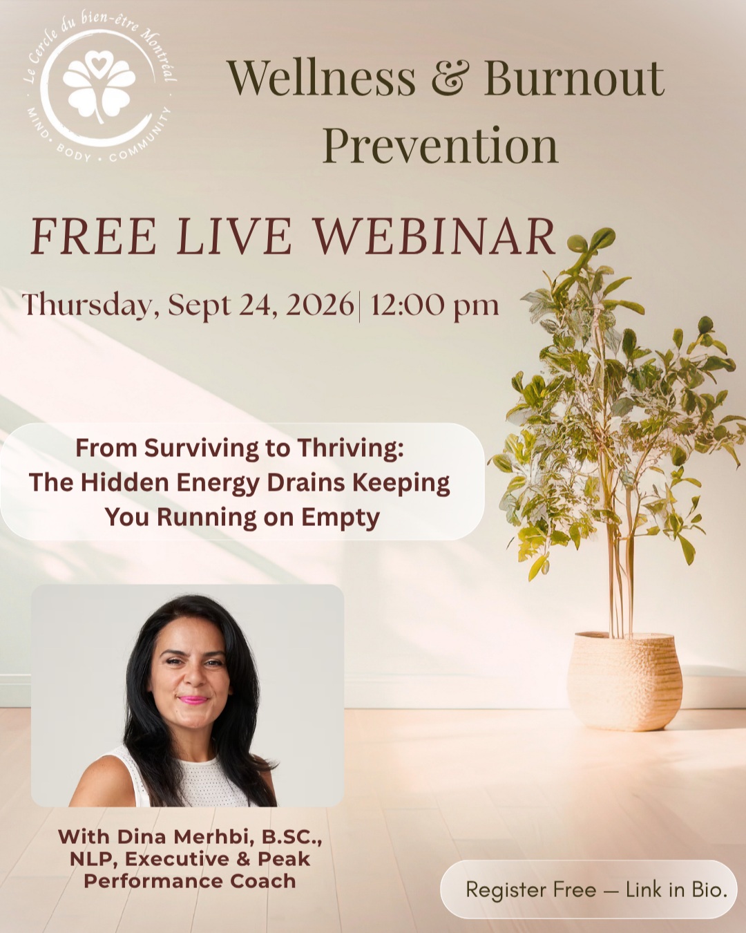 The Circle of Wellness Montreal Facebook ad: From Surviving to Thriving: The Energy Drains Keeping You…