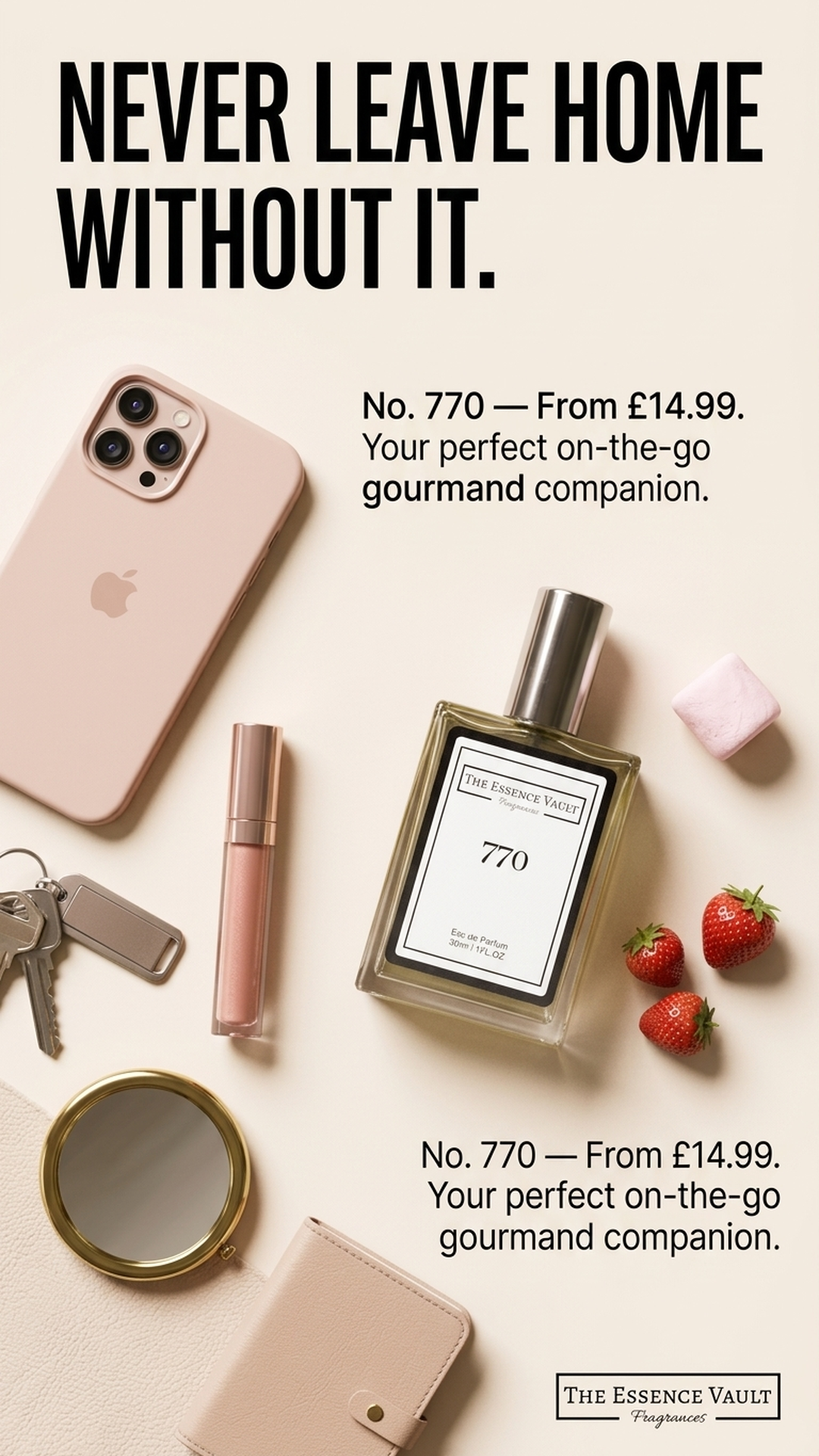 The Essence Vault Facebook ad from Mar 25, 2026