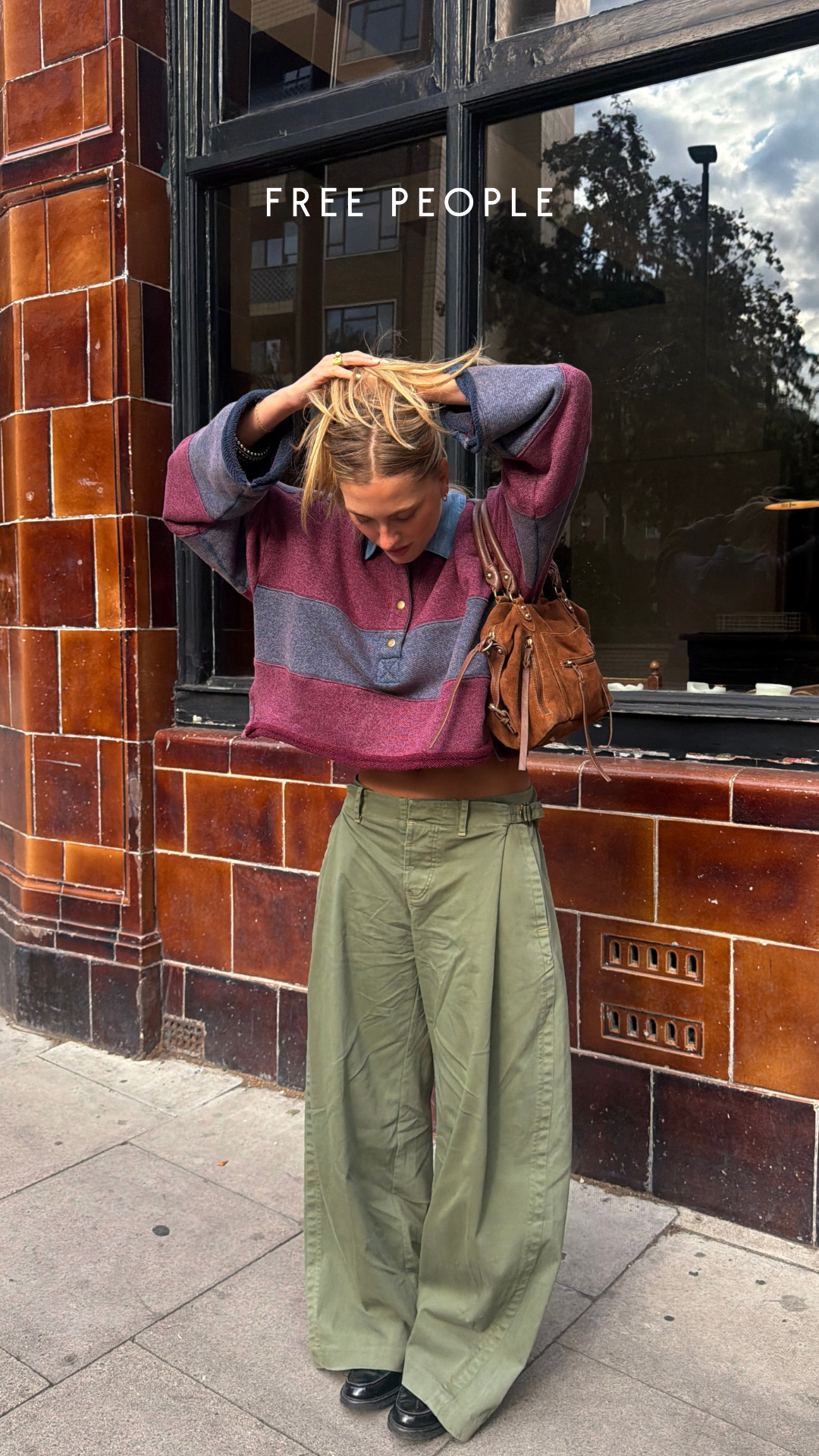 Free People Facebook ad: We The Free Bubble Gum Rugby Sweatshirt