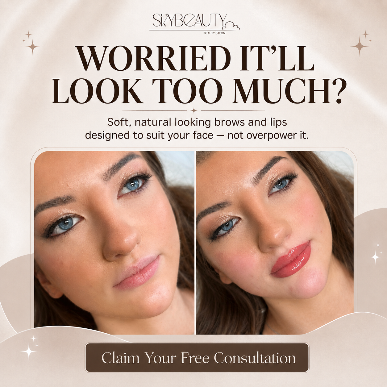 SkyBeauty and Laser Bishopstown Facebook ad: Soft Results That Enhance Natural Beauty