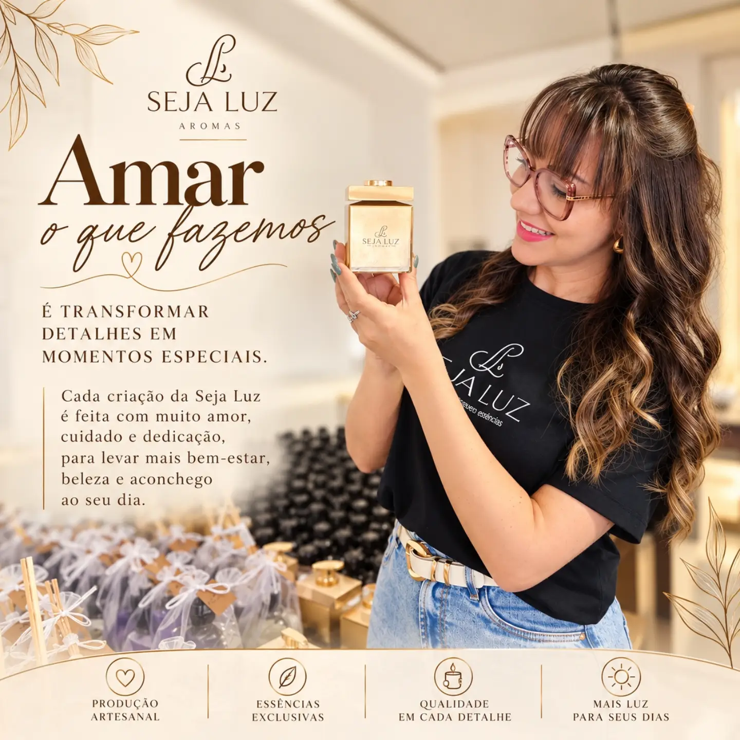 sejaluz_velas_aromaticas Facebook ad: Toda criação excepcional começa com uma essência.
