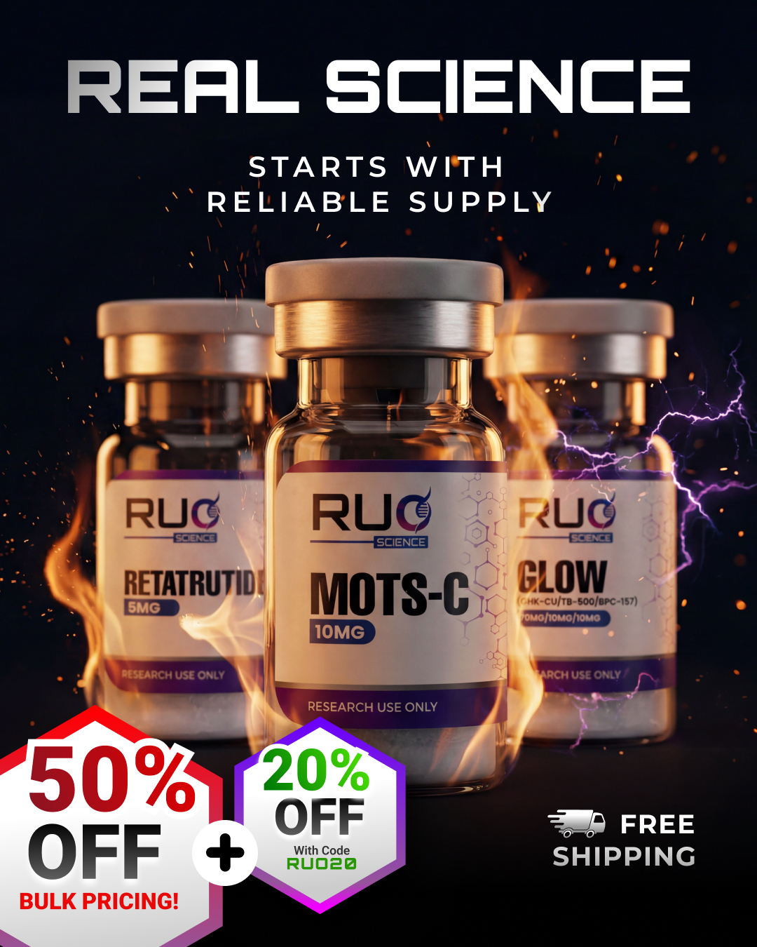 RUO science Facebook ad: 50% OFF Bulk Orders