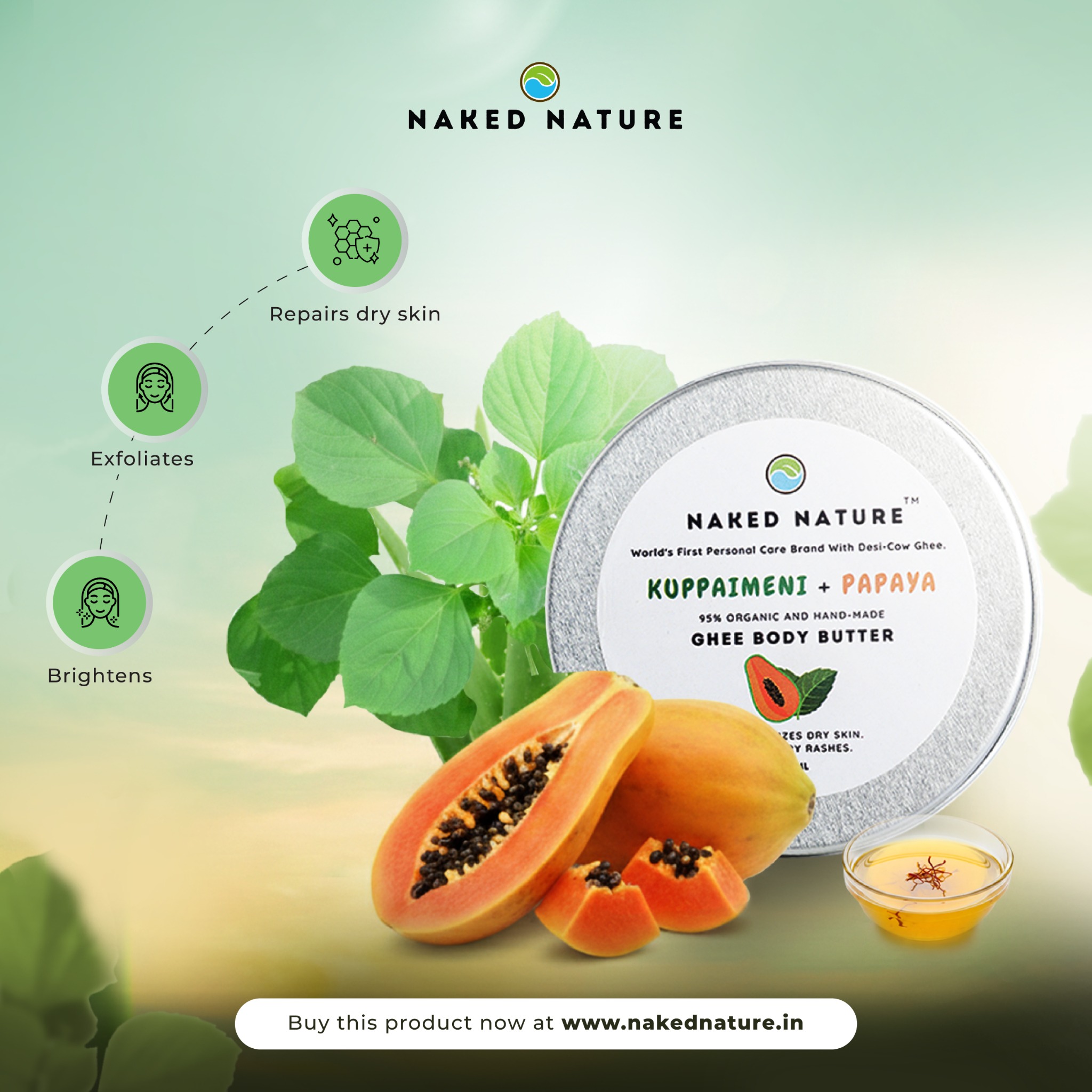 Naked Nature Facebook ad: Dry skin needs more than lotion