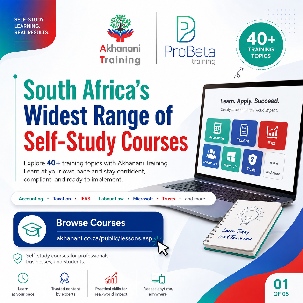 Akhanani Training Facebook ad: Available Lessons | Akhanani