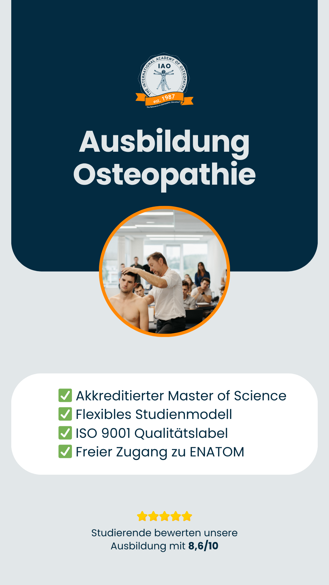 The International Academy of Osteopathy Facebook ad