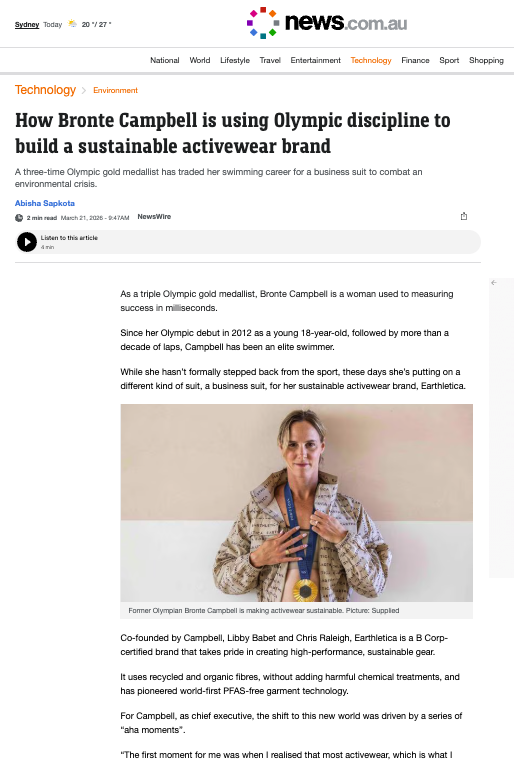Earthletica Facebook ad from Mar 23, 2026
