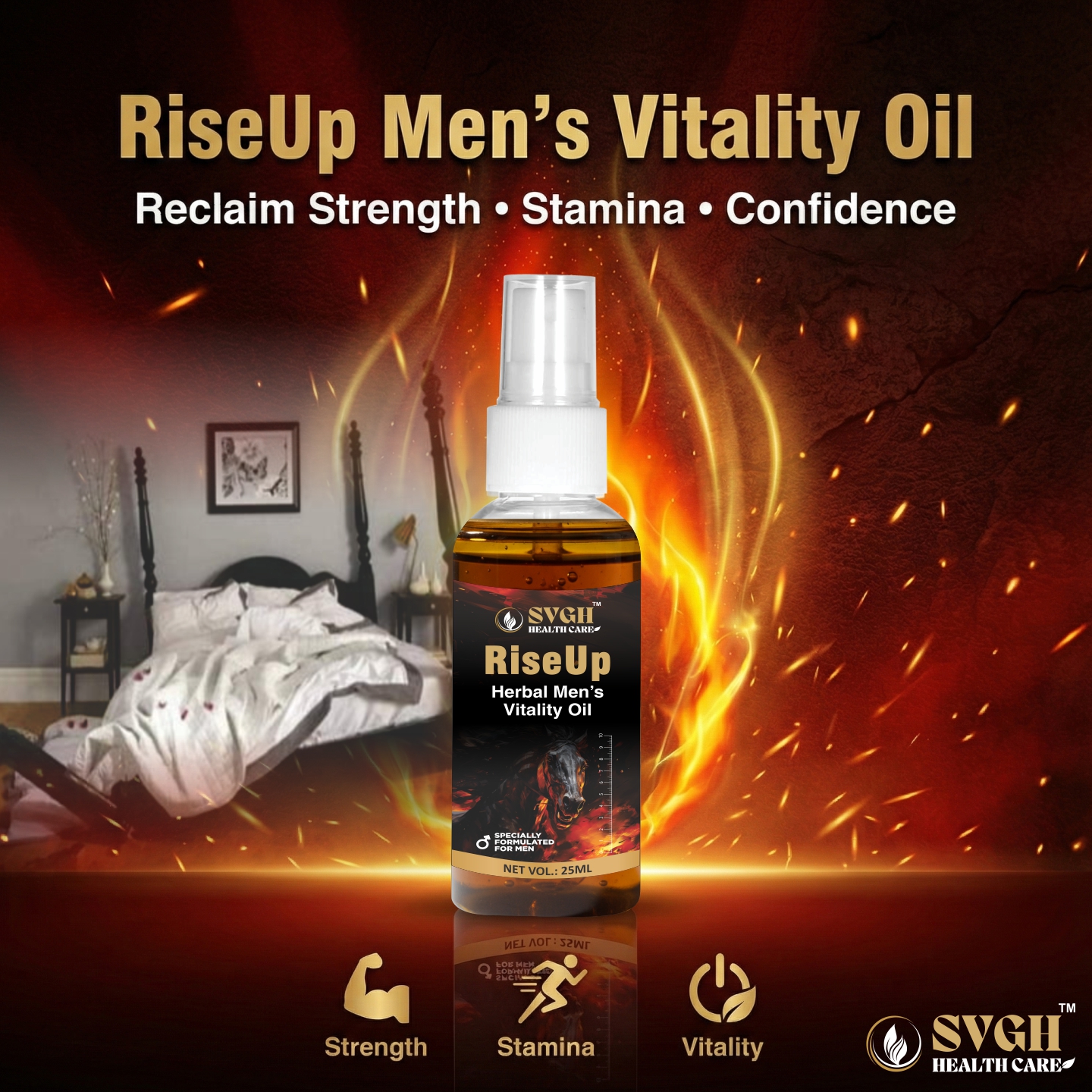 SVGH Health CARE Facebook ad: RiseUp Men’s Vitality Oil, Ayurvedic blend of 14…