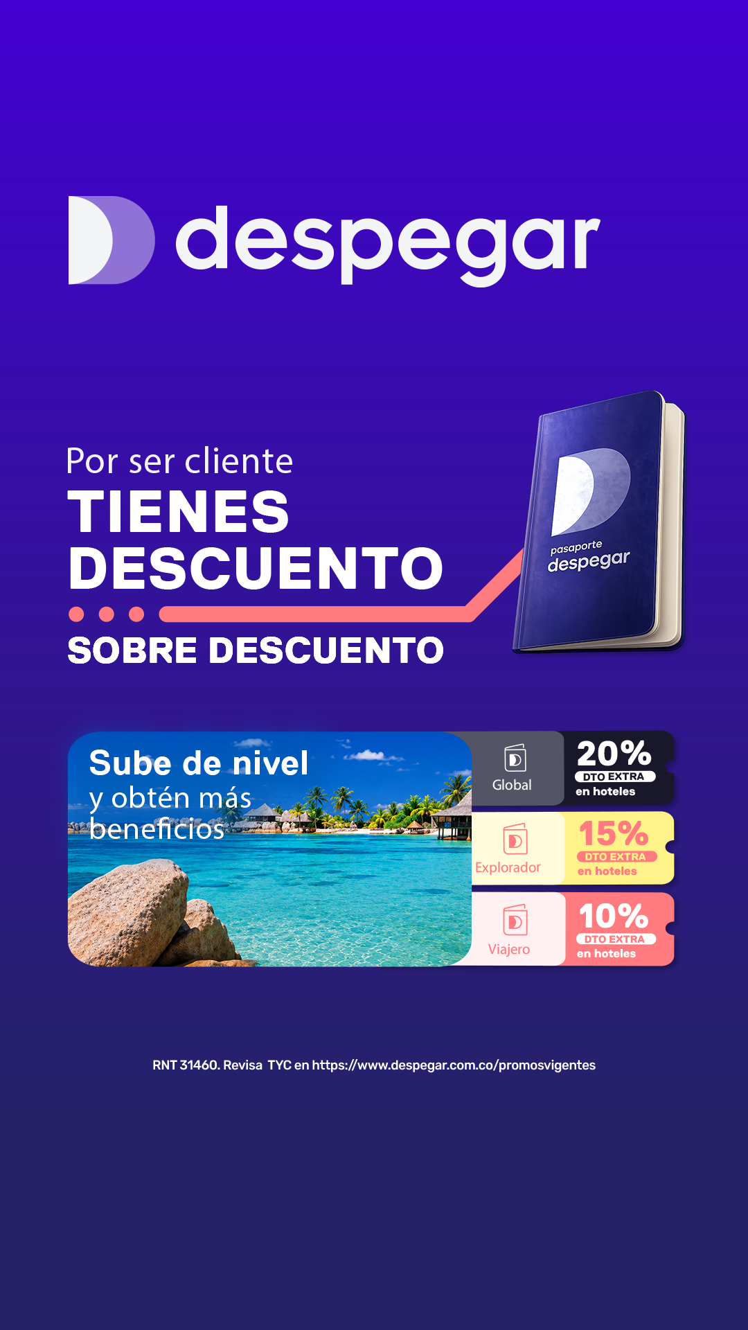 Despegar Facebook ad: Beneficios Pasaporte - Despegar