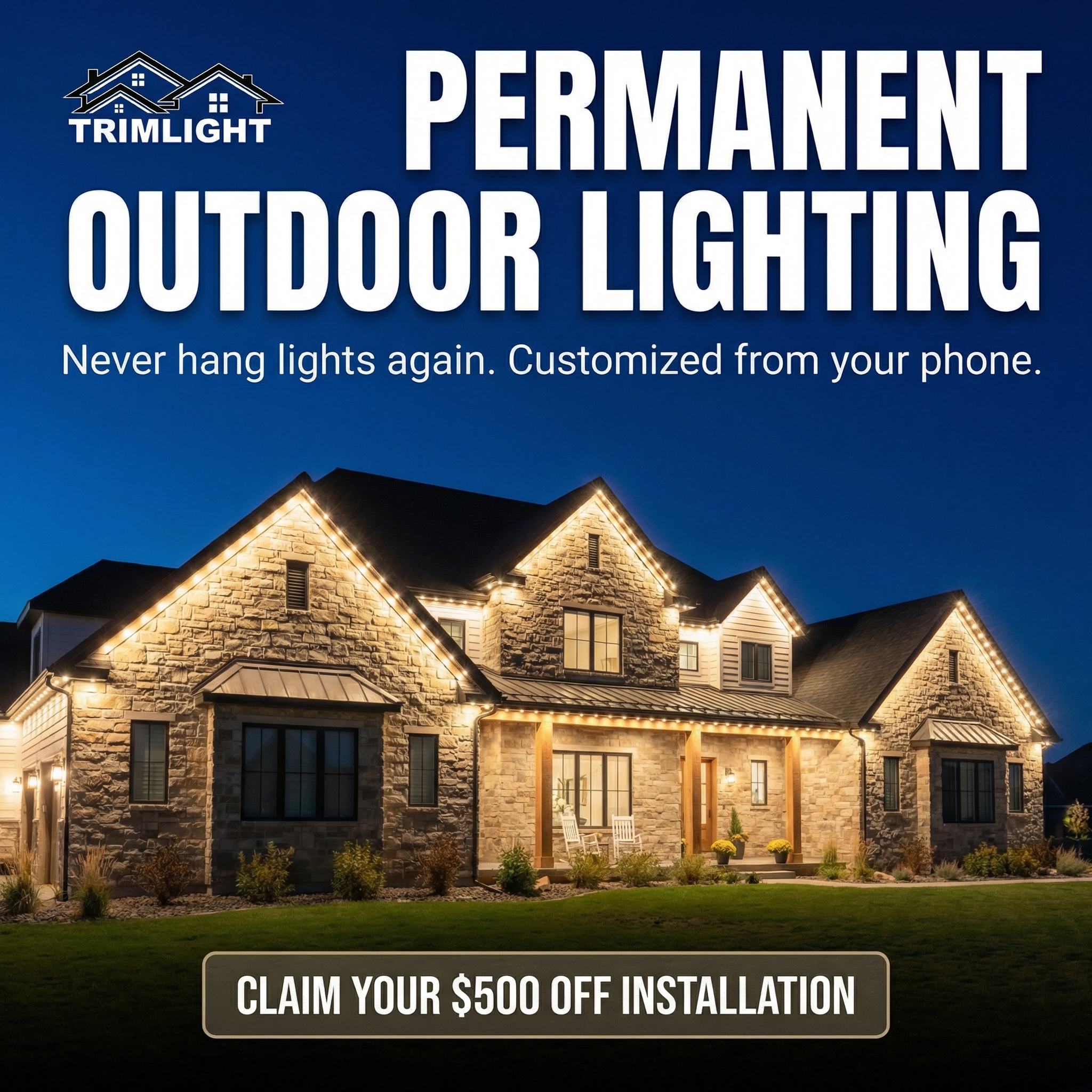 Vancouver Permanent Lights Facebook ad: Get a Free Quote for Permanent Holiday Lighting!