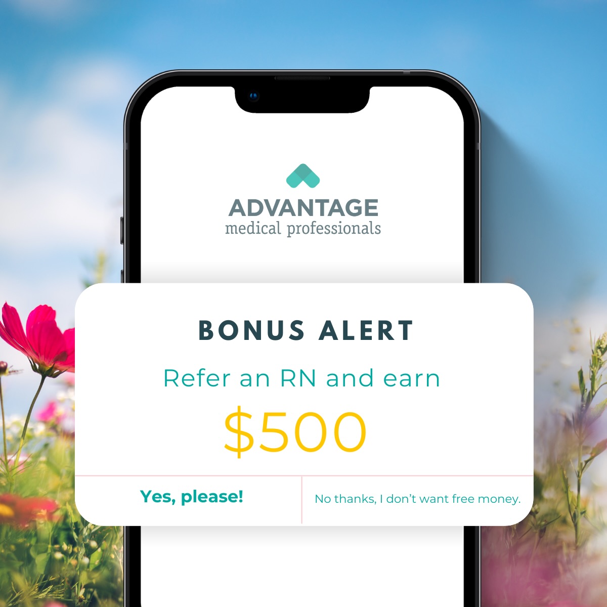 Advantage Medical Professionals Facebook ad: Nationwide Contract & Per-Diem Nursing