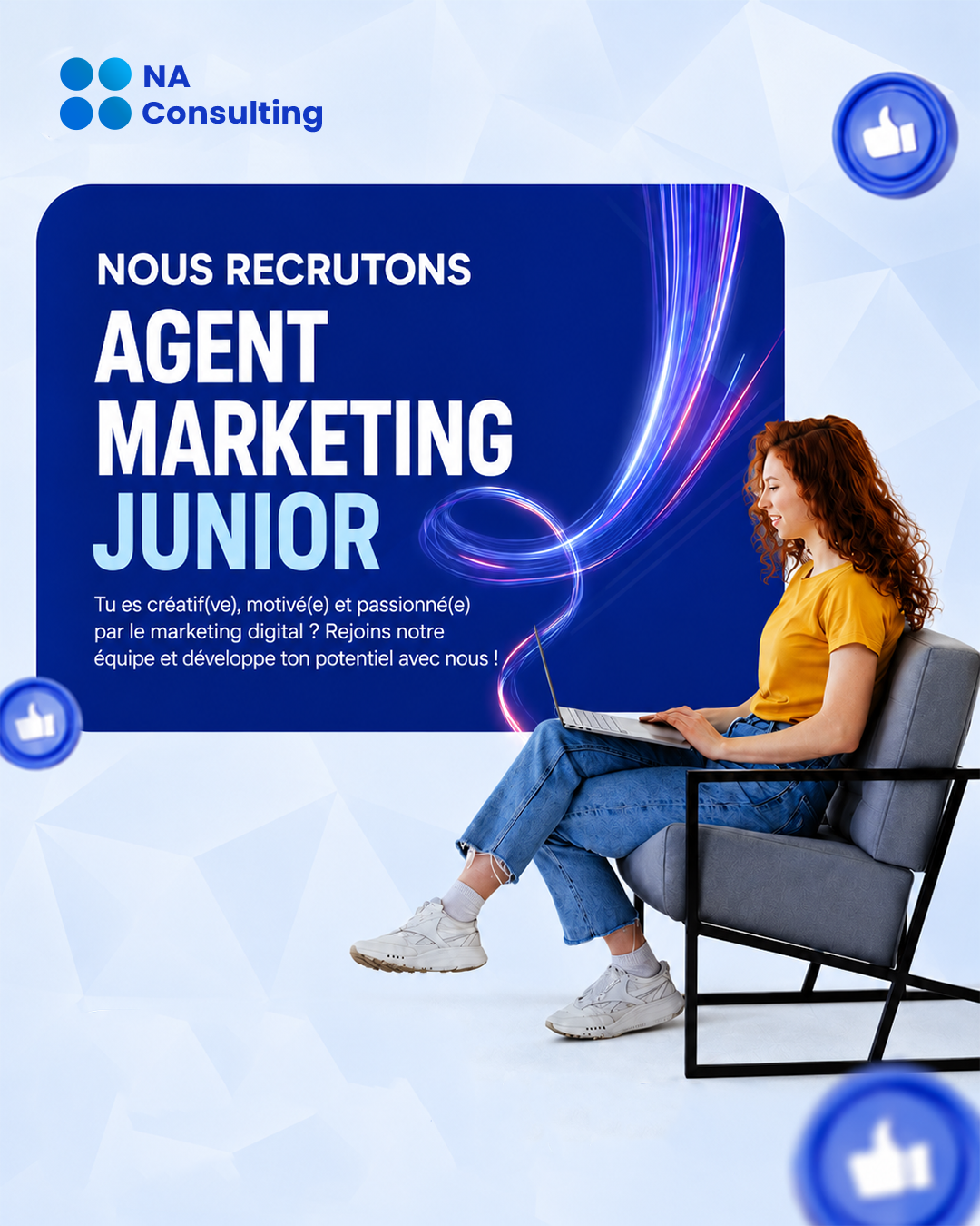 NA Consulting Facebook ad: Recrutement Agent Marketing Junior