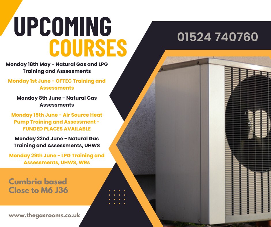 The Gas Rooms Training & Assessment Centre Facebook ad: Upcoming courses at The Gas Rooms.
