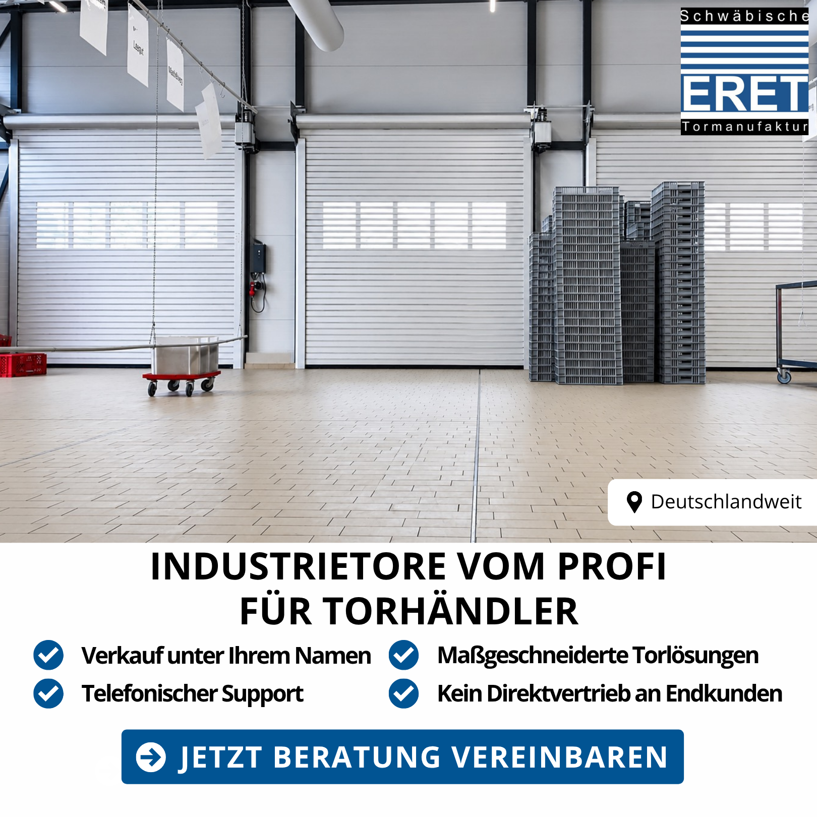 ERET-Tortechnik GmbH Facebook ad: Industrietore für Fachhändler