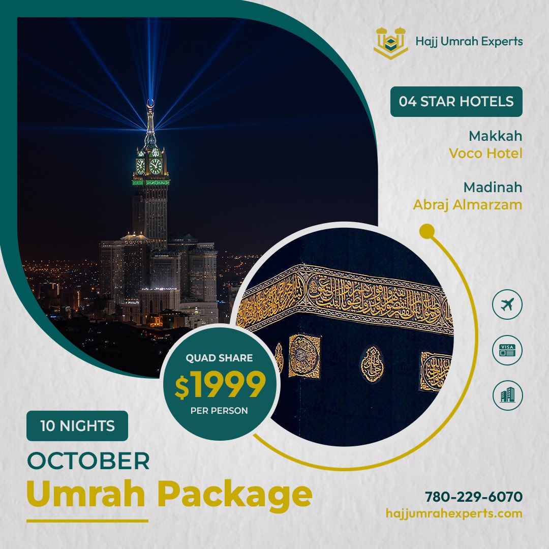 Hajj Umrah Experts Facebook ad: ๐๐๐ญ๐จ๐๐๐ซ ๐๐ฆ๐ซ๐๐ก ๐๐๐๐ค๐๐ ๐ Make Your Octoberโฆ