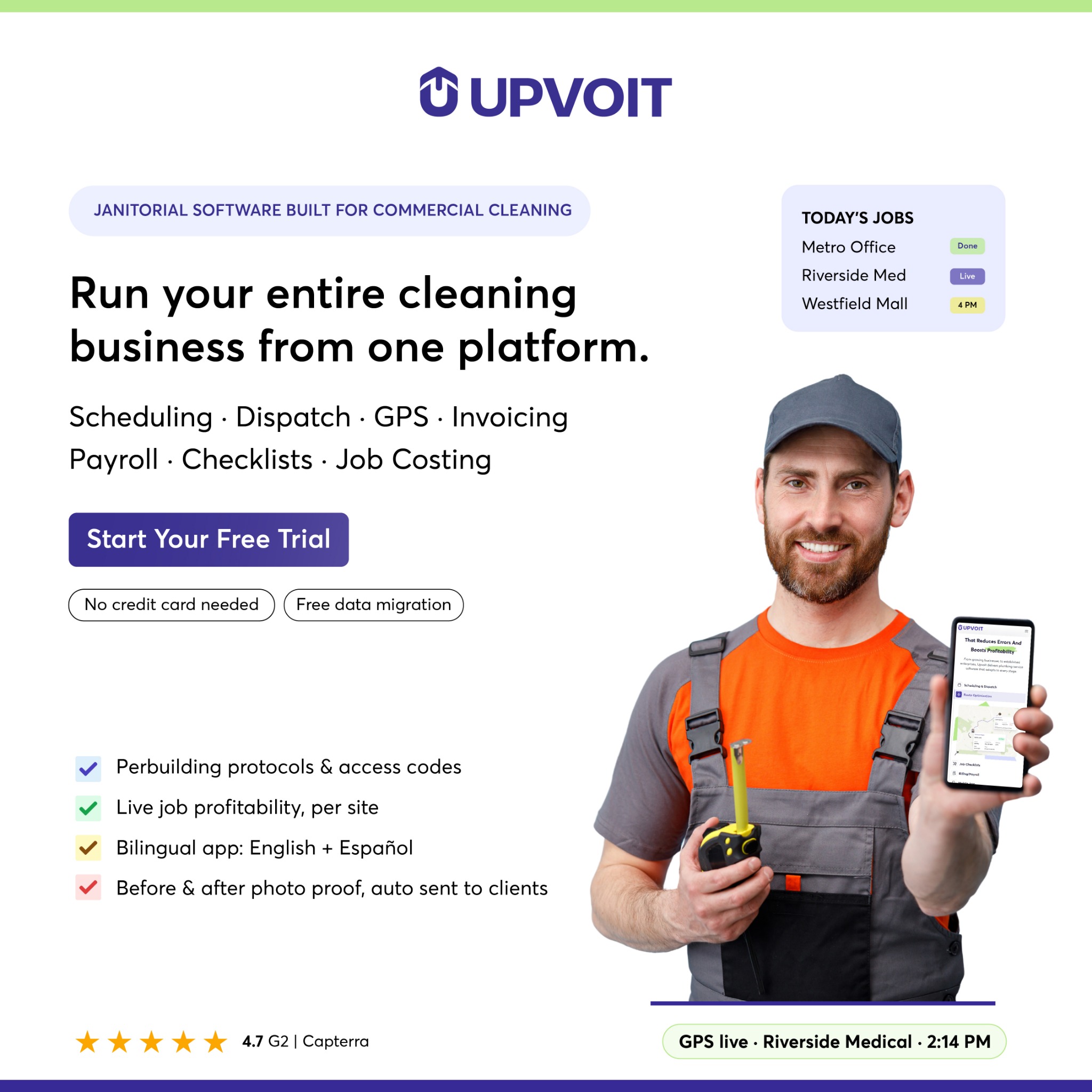 Upvoit Facebook ad: One Platform Control