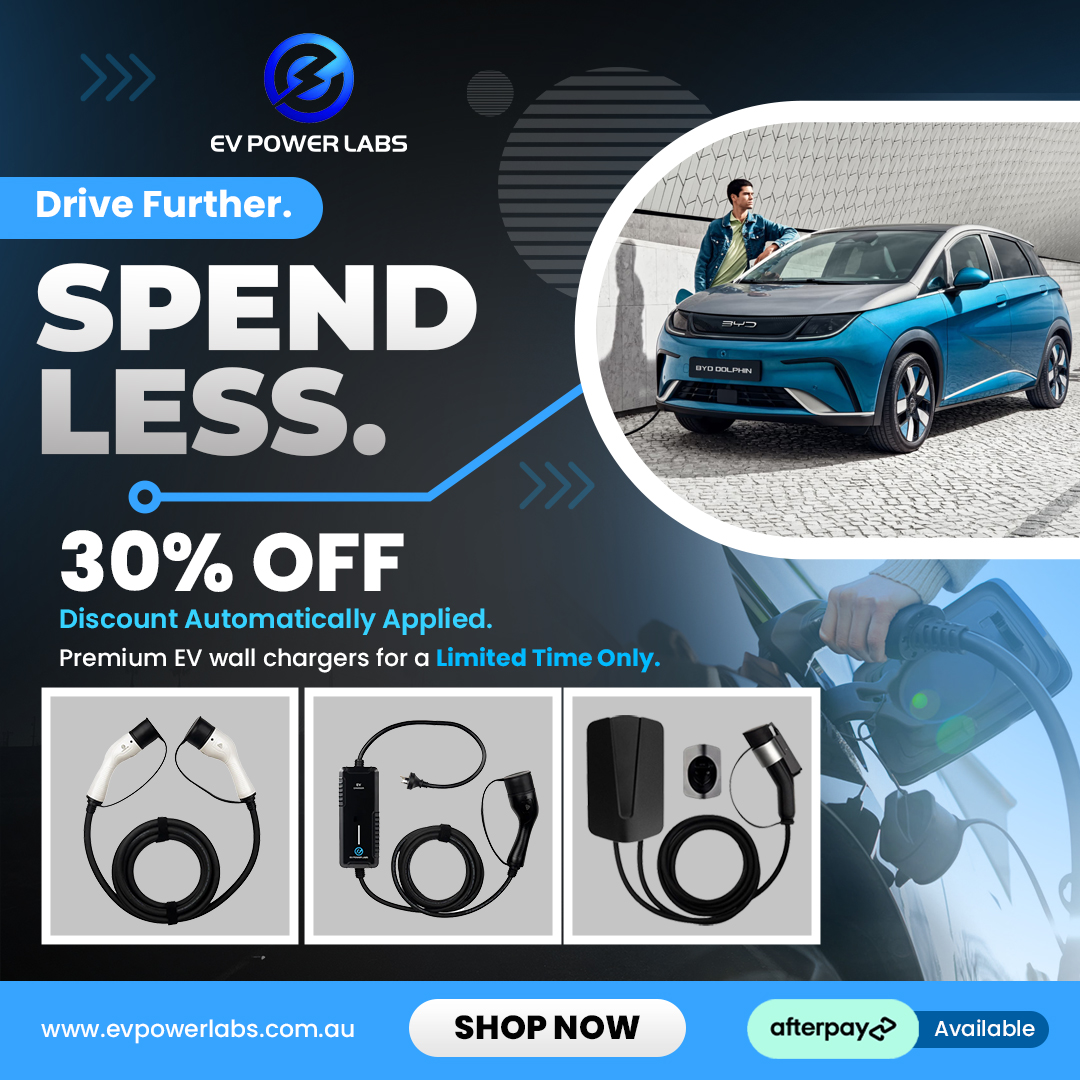EV Power Labs Facebook ad: 30% OFF Ev Chargers Today!