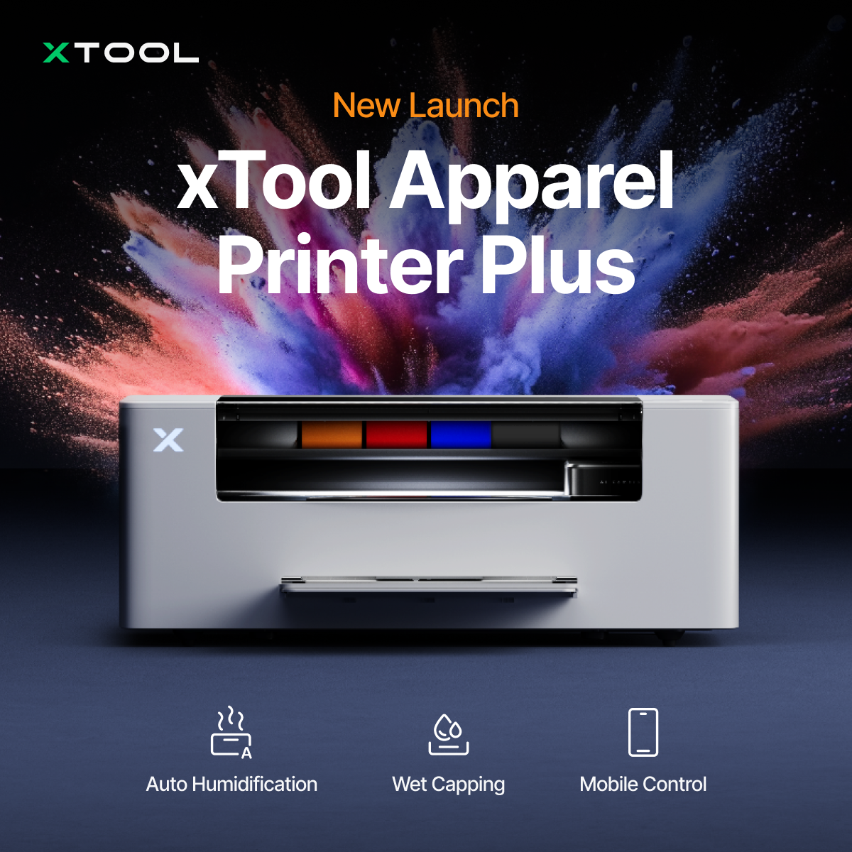 xTool Facebook ad: Better Where It Matters. Meet Apparel Printer Plus.