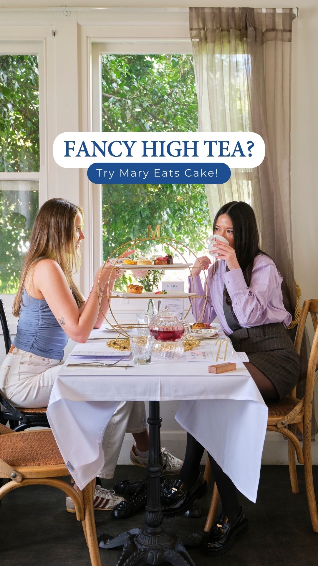 Mary Eats Cake Facebook ad: Indulge in our Fancy High Tea Package, thoughtfully…