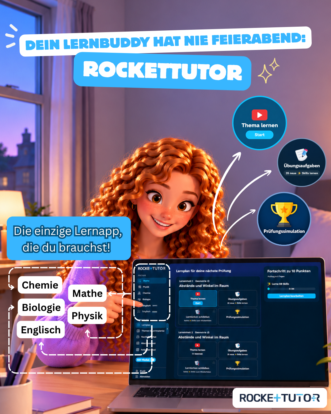 RocketTutor: Deine intelligente Mathe Lernapp Facebook ad
