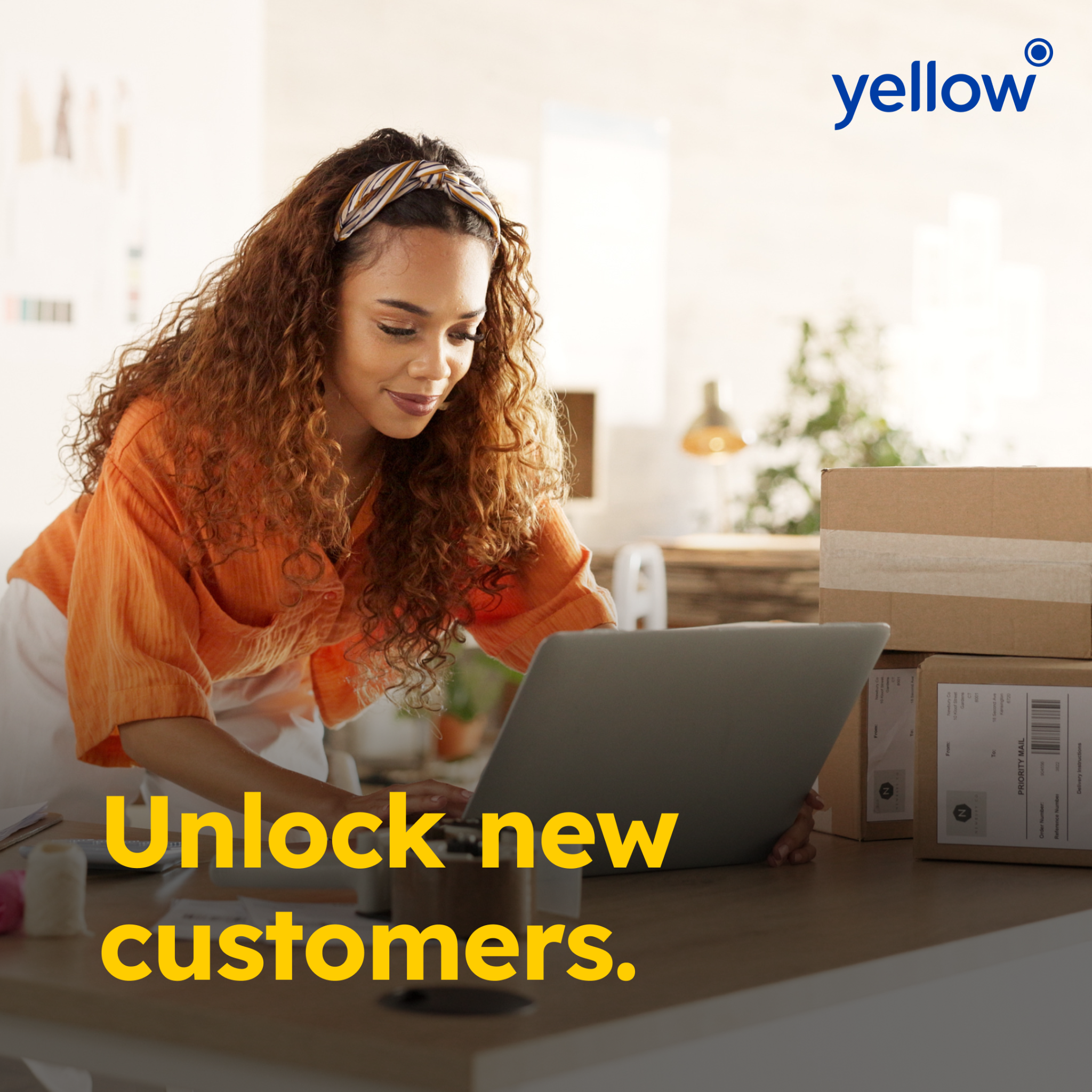 Yellow Facebook ad: Get more eyes on your business.