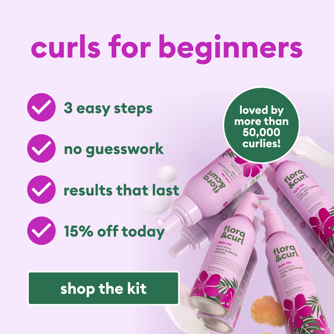 Flora & Curl Haircare Facebook ad: Your Best Curls in 3 Simple Steps